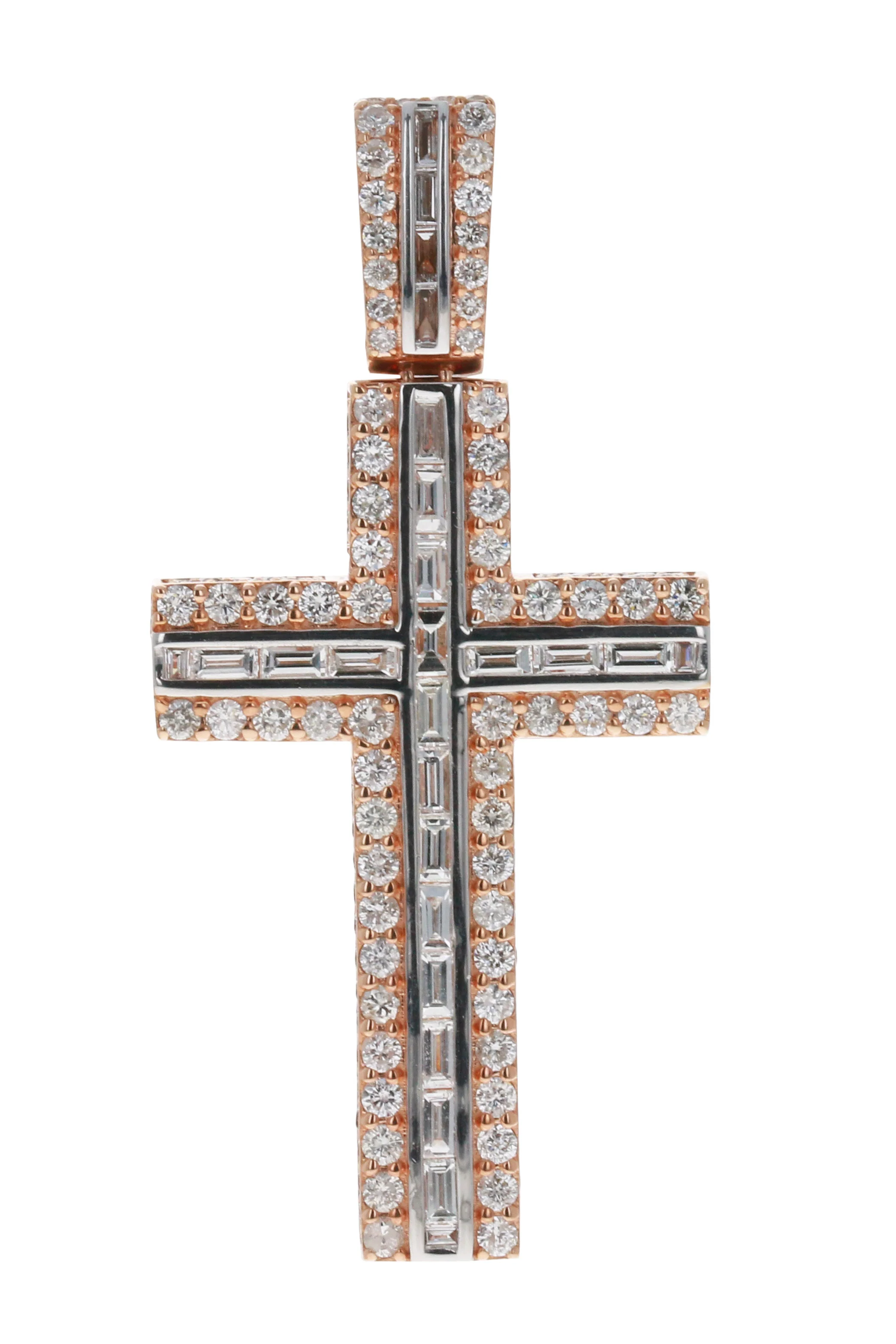 10KT ROSE GOLD CROSS PENDANT 3.77CT