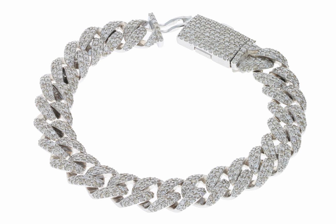 10KT WHITE GOLD CUBAN LINK BRACELET 10.43CT