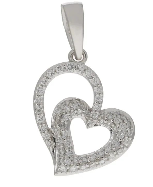 14KT WHITE GOLD HEART SHAPED LAB GROWN DIAMOND PENDANT