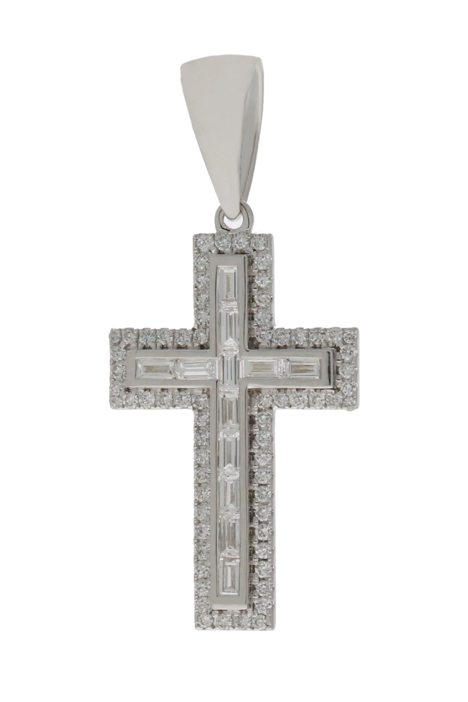 14KT WHITE GOLD LAB GROWN DIAMOND CROSS PENDANT