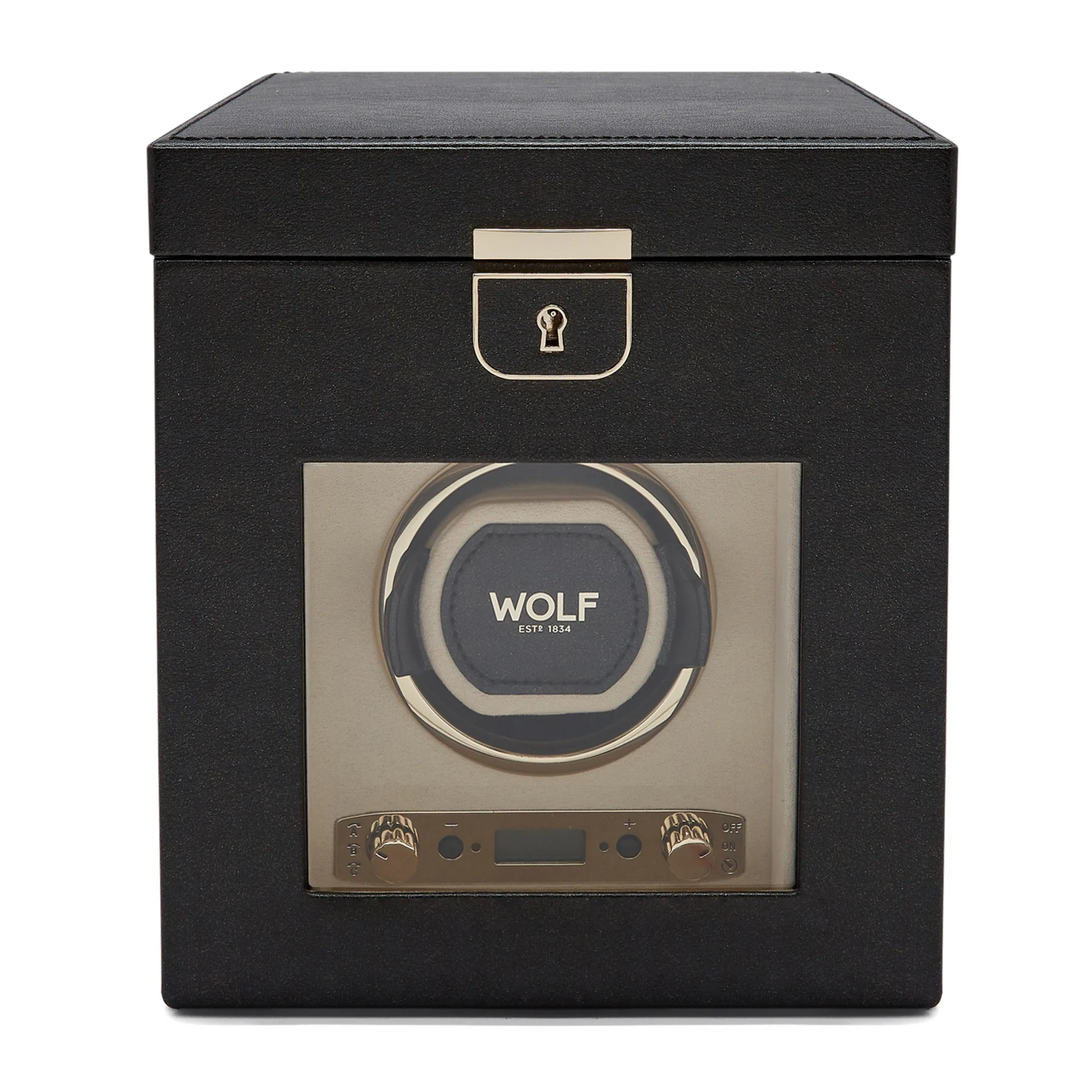 WOLF Palermo Single Watch Winder with Storage | Black - Image 3