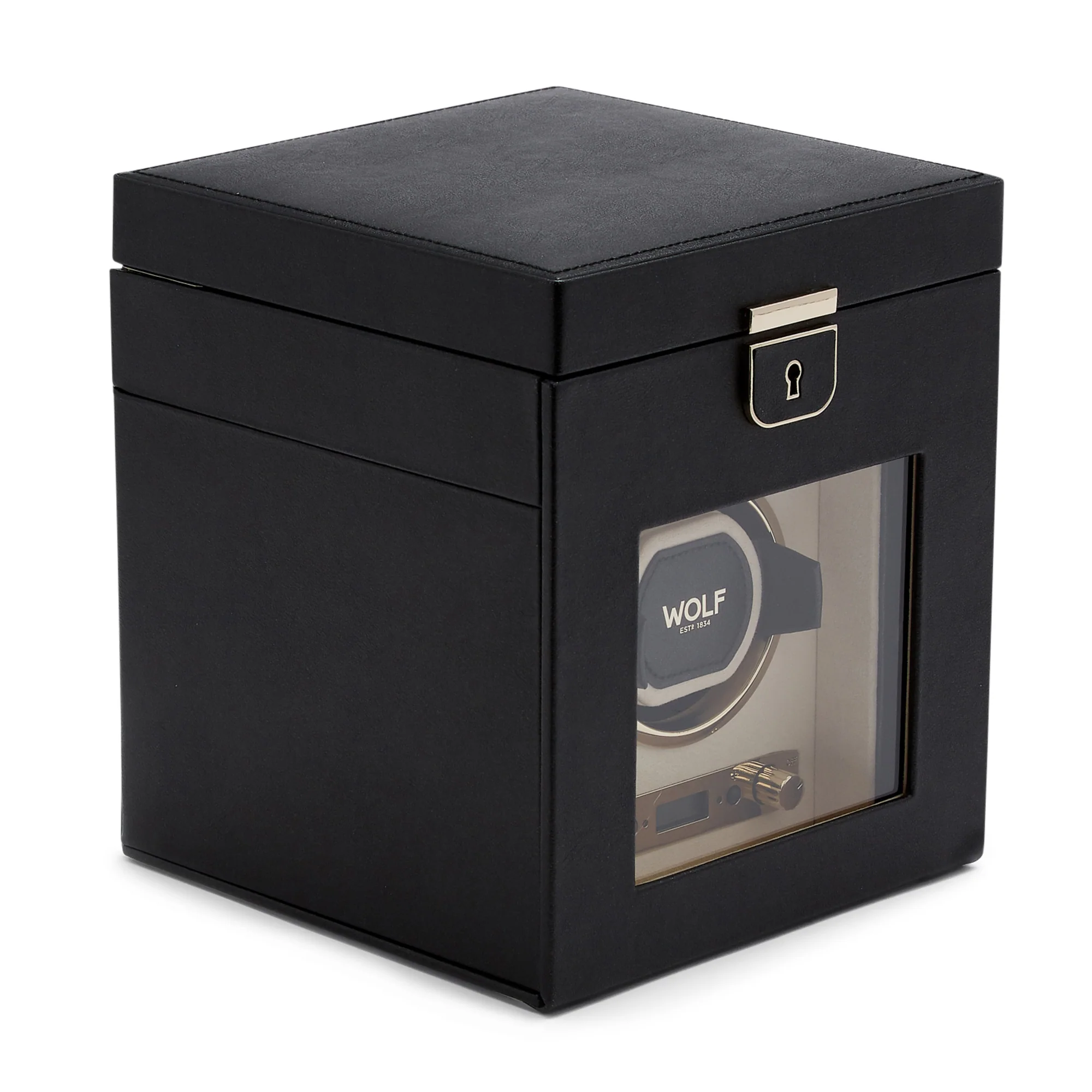 WOLF Palermo Single Watch Winder with Storage | Black - Image 4