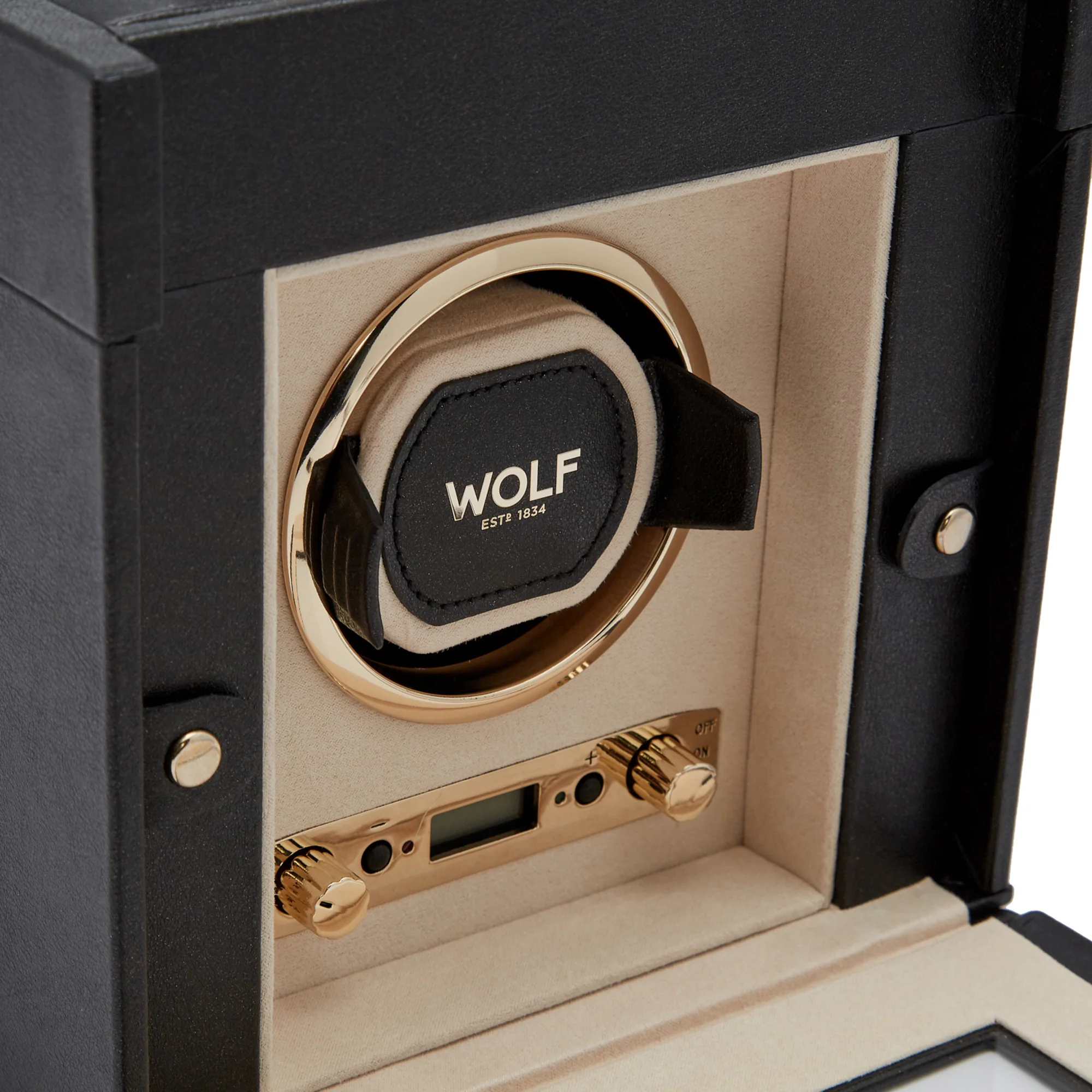 WOLF Palermo Single Watch Winder with Storage | Black - Image 5