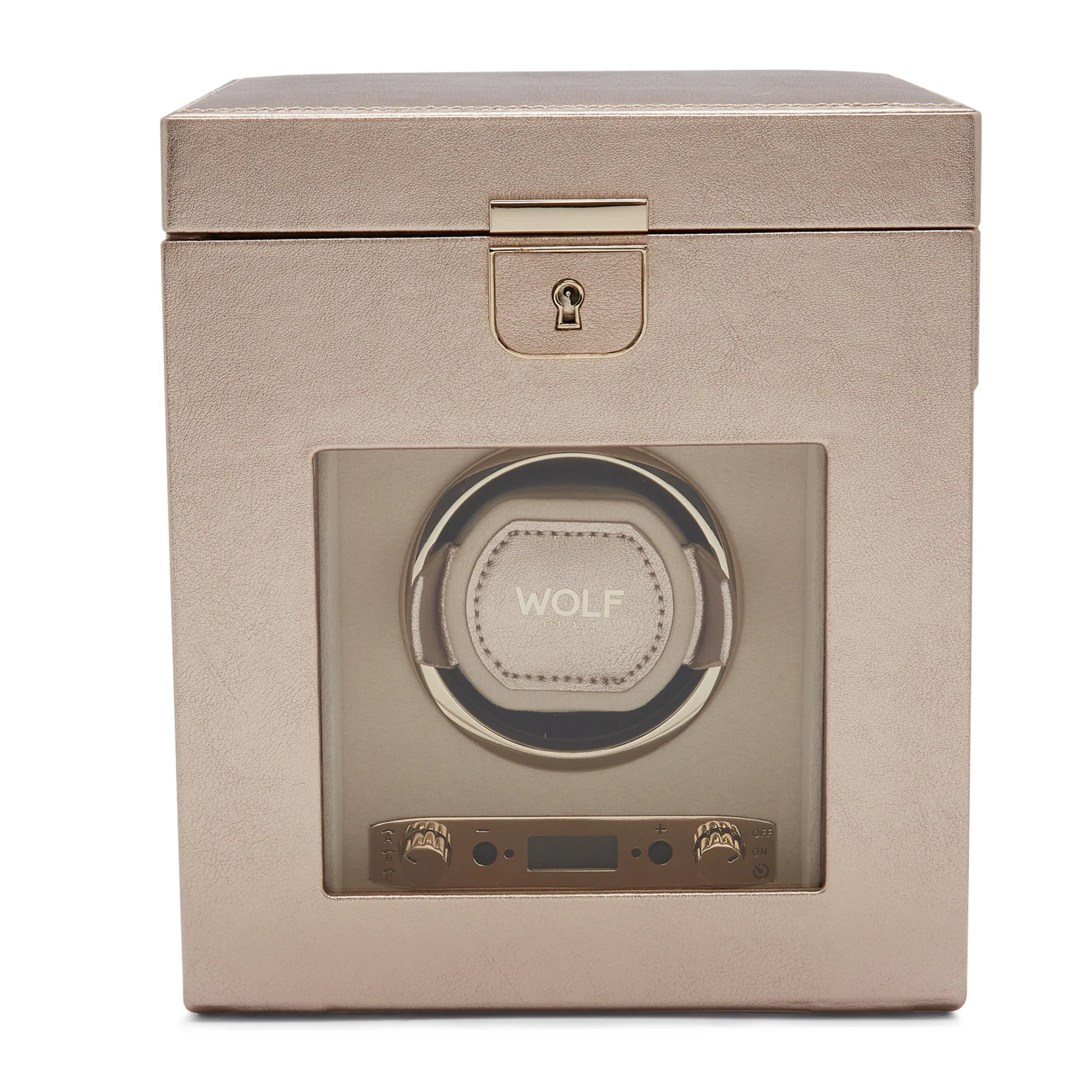 WOLF Palermo Single Watch Winder with Storage | Rose Gold - Image 4