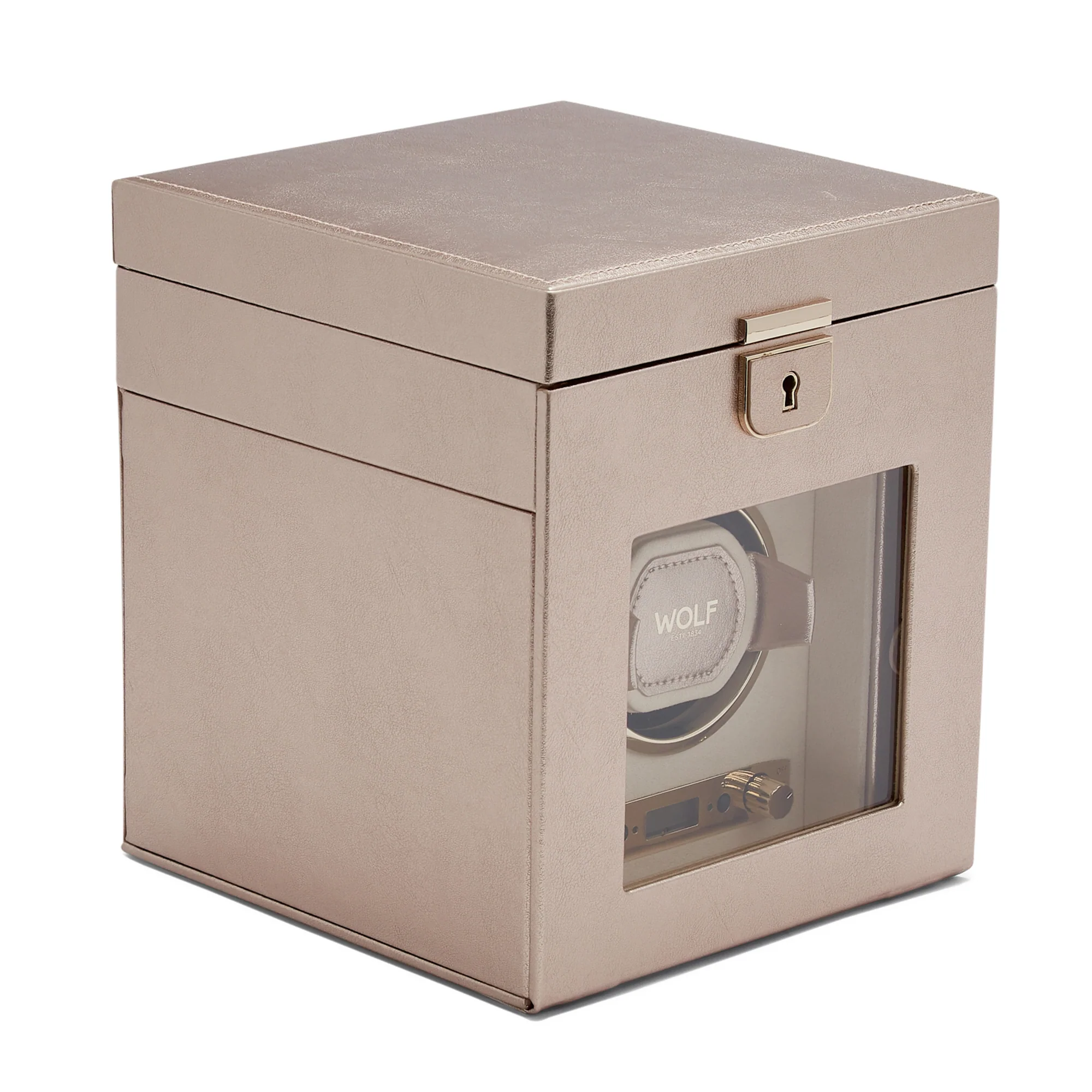 WOLF Palermo Single Watch Winder with Storage | Rose Gold - Image 5