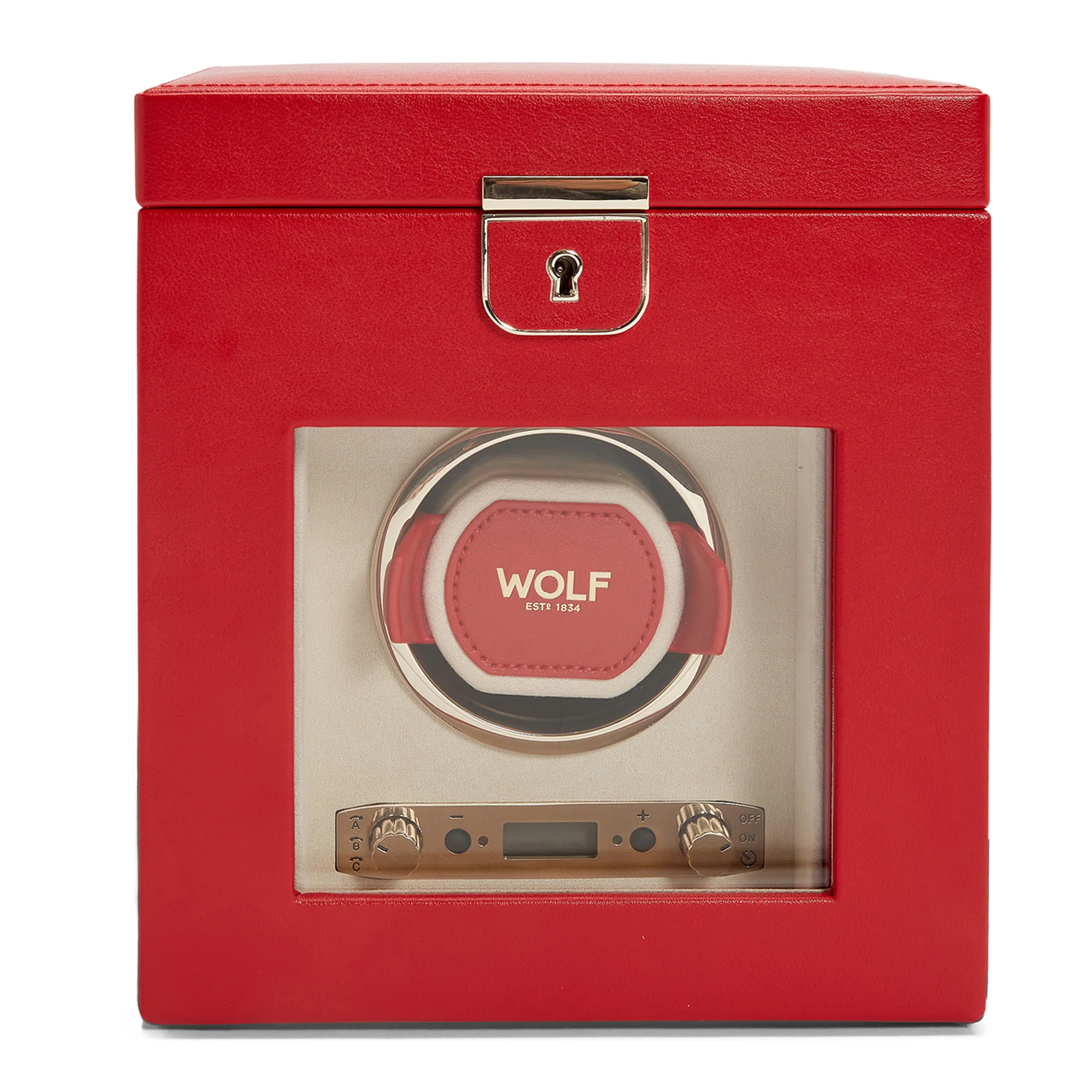 WOLF Palermo Single Watch Winder with Storage | Red - Image 3