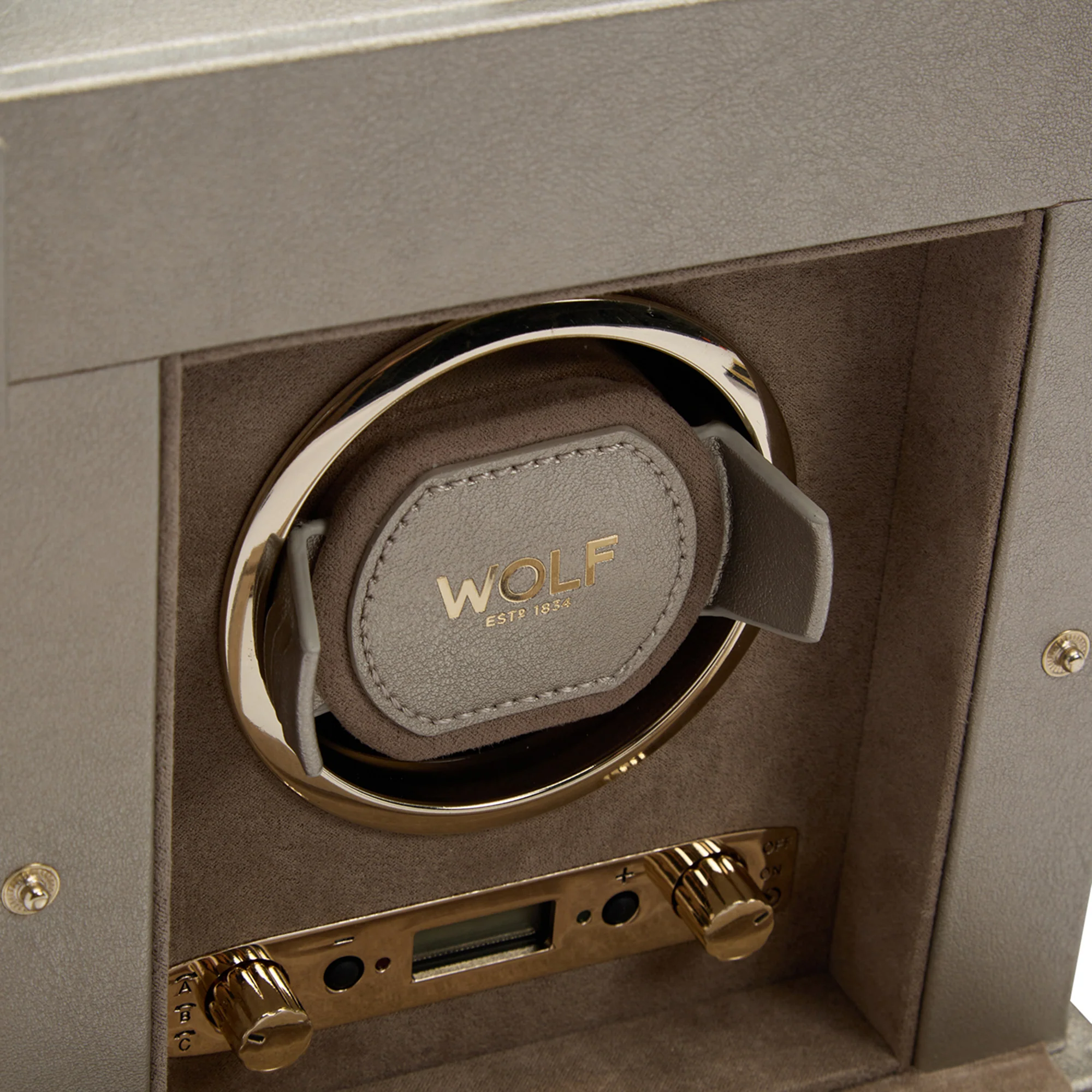 WOLF Palermo Single Watch Winder with Storage | Pewter - Image 5