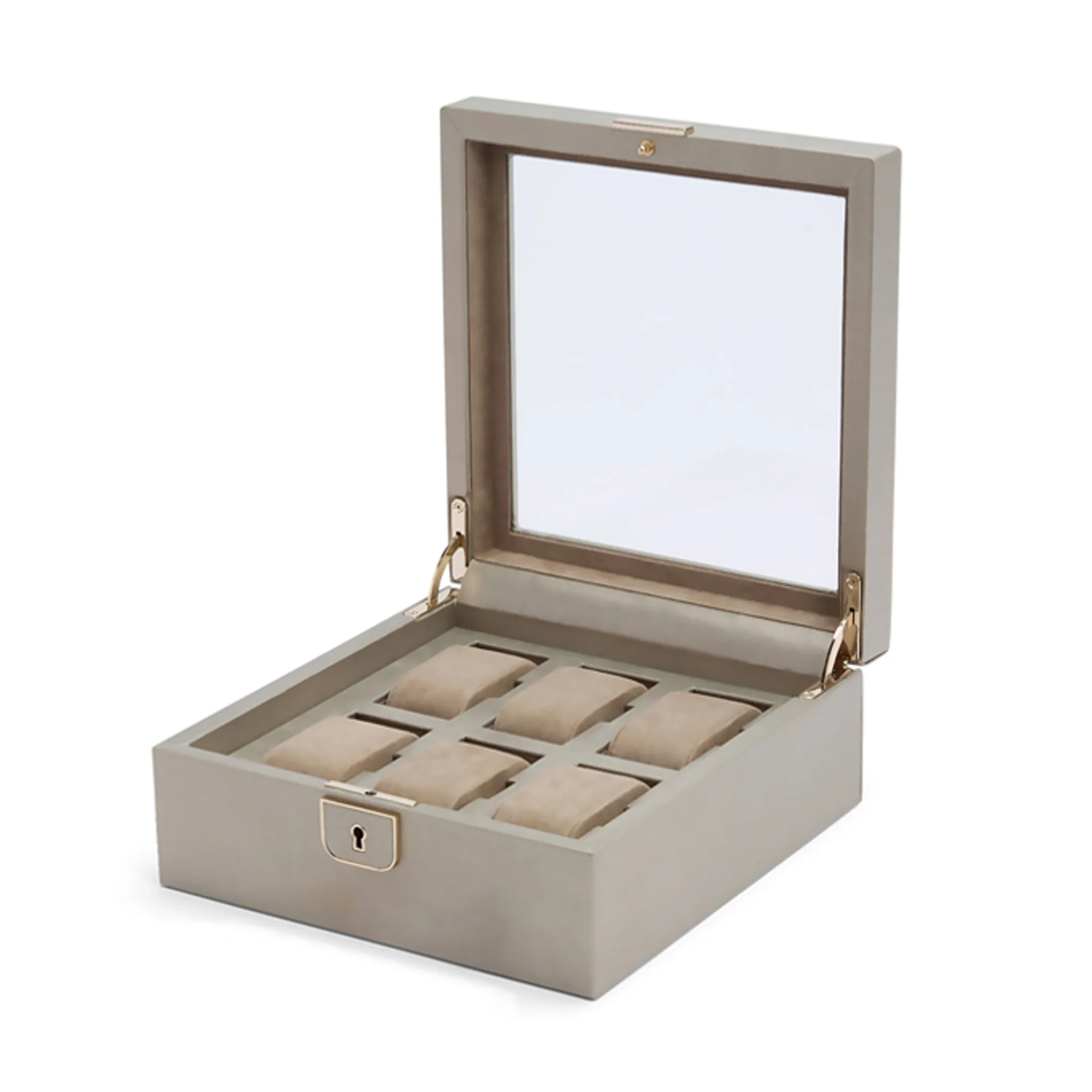WOLF Palermo 6 Piece Watch Box | Pewter