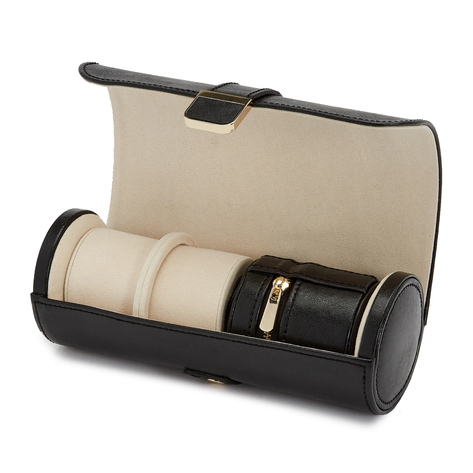 WOLF Palermo Double Watch Roll with Jewelry Pouch | Black - Image 4