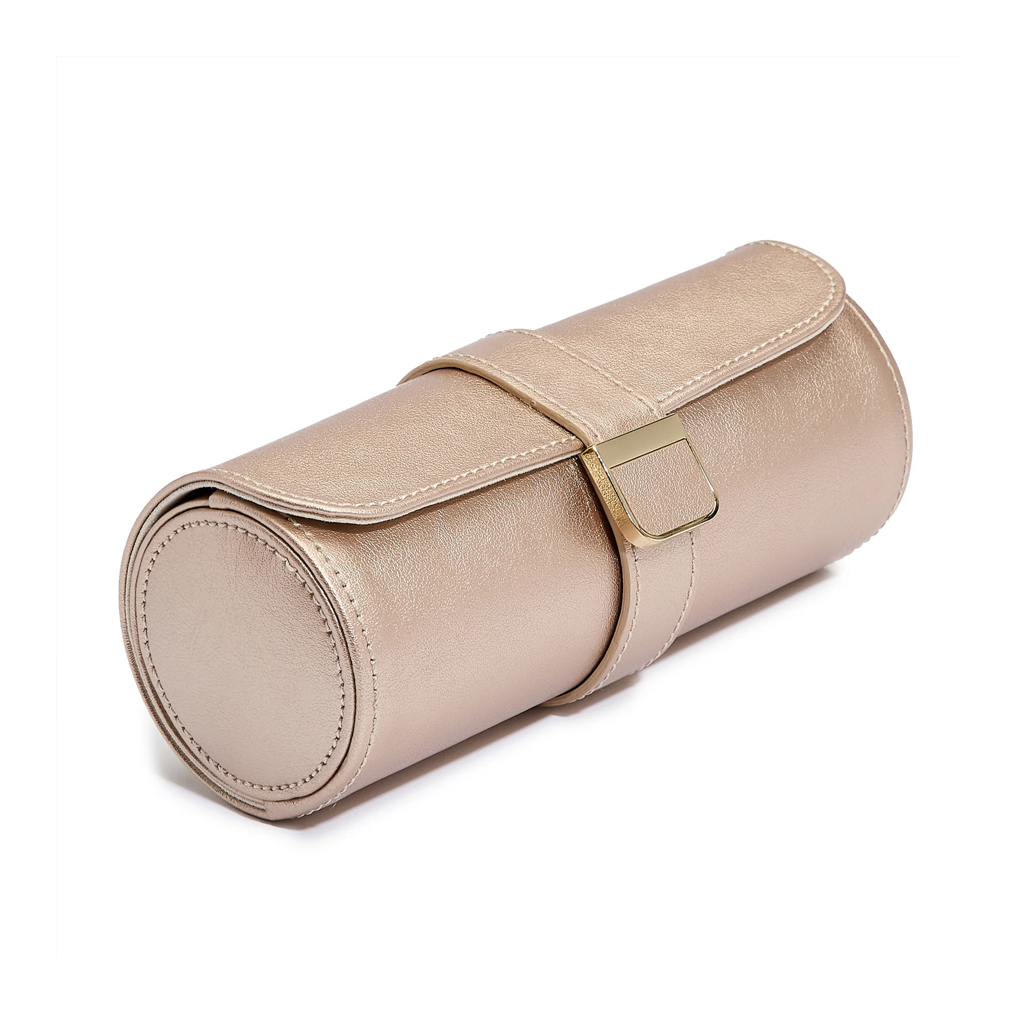 WOLF Palermo Double Watch Roll with Jewelry Pouch | Rose Gold