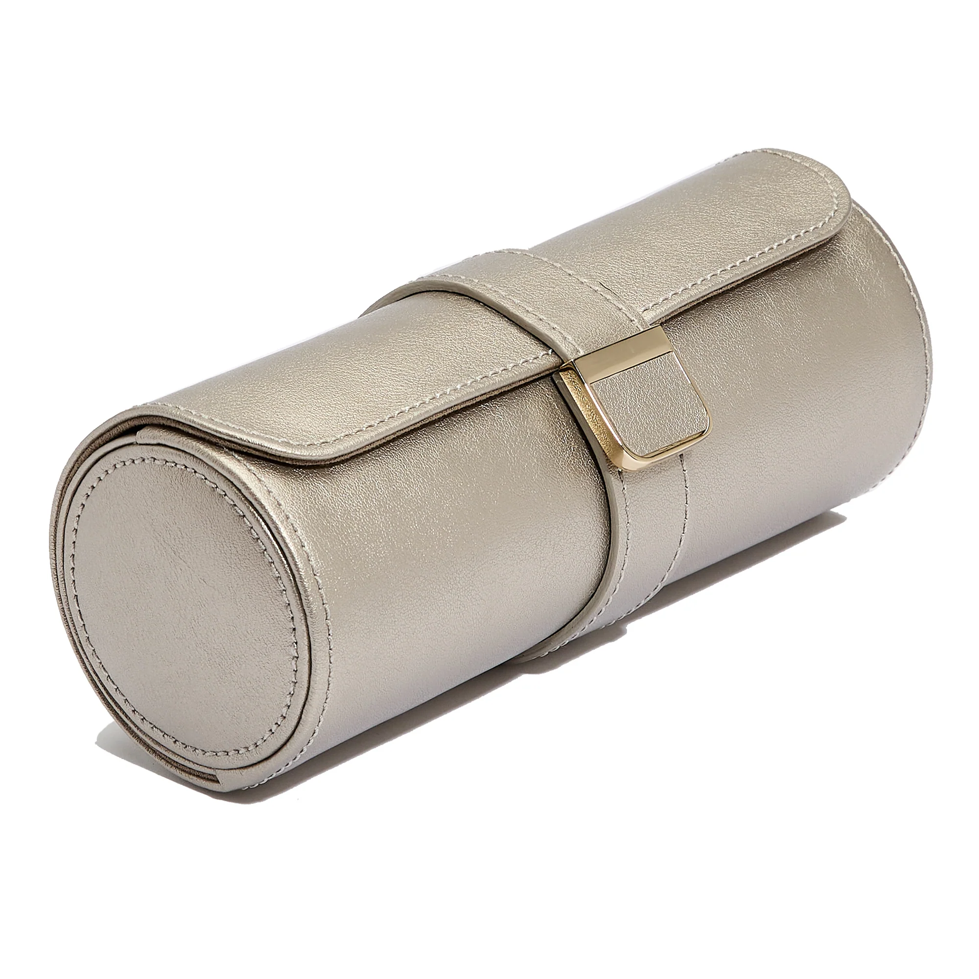 WOLF Palermo Double Watch Roll with Jewelry Pouch | Pewter