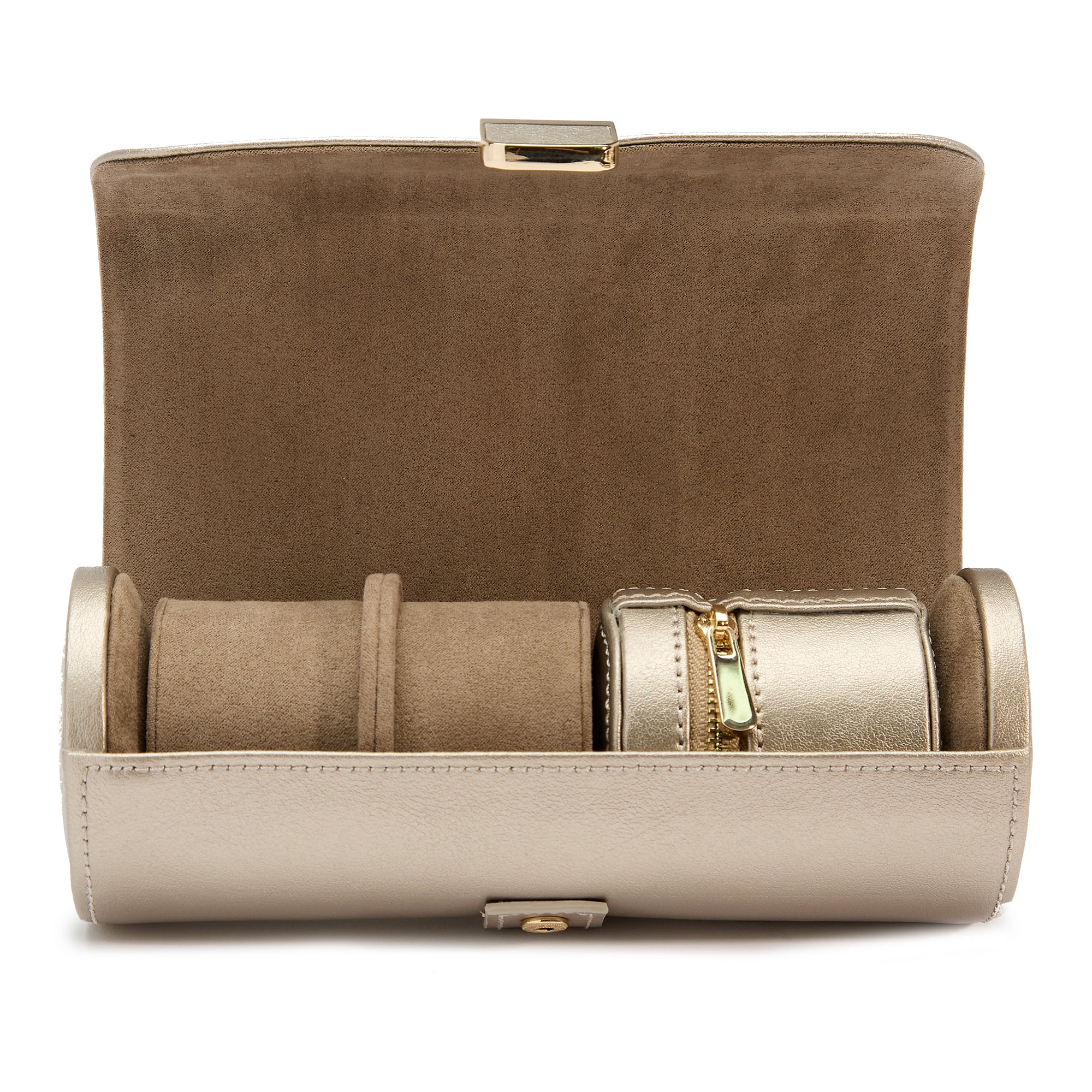 WOLF Palermo Double Watch Roll with Jewelry Pouch | Pewter - Image 3