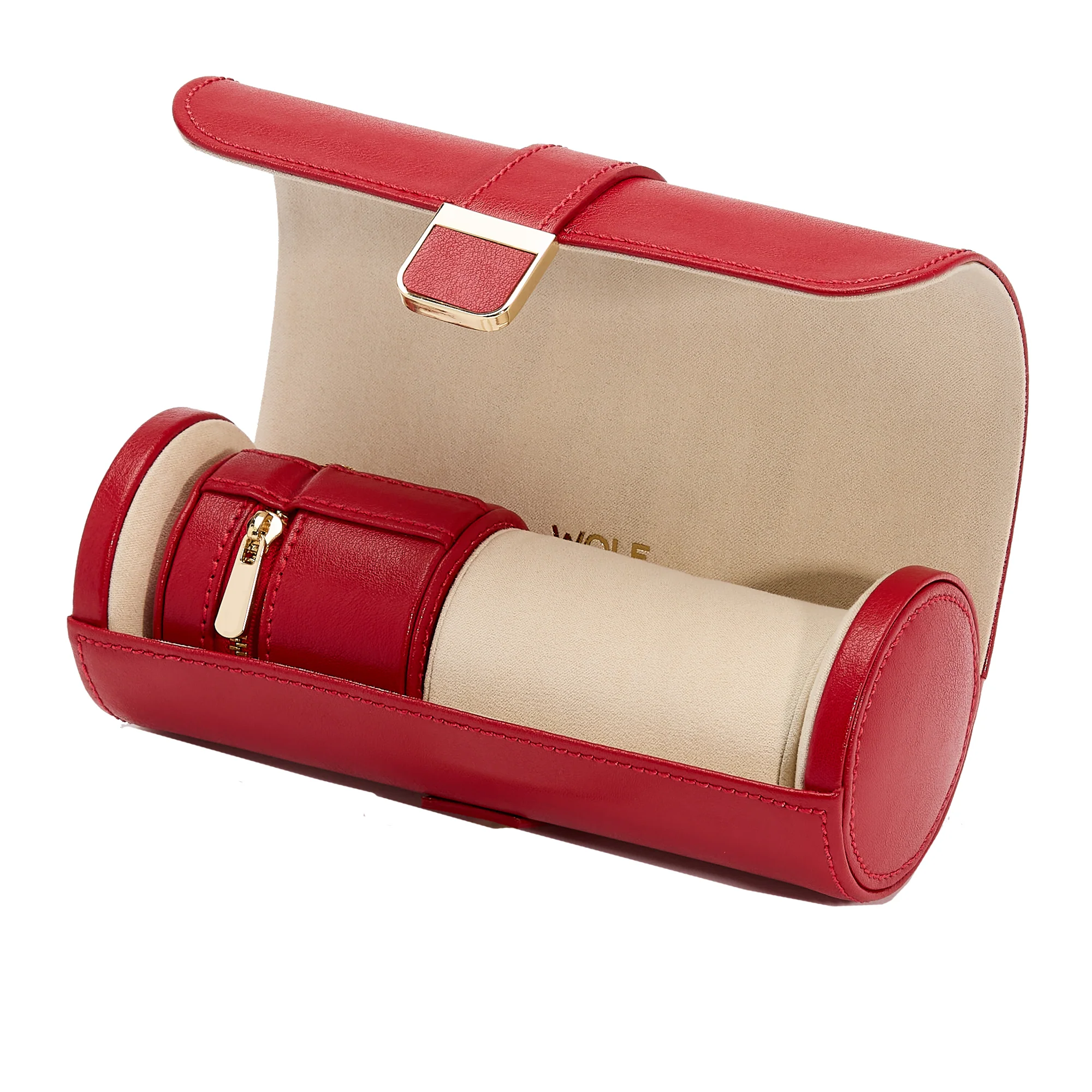 WOLF Palermo Double Watch Roll with Jewelry Pouch | Red - Image 4