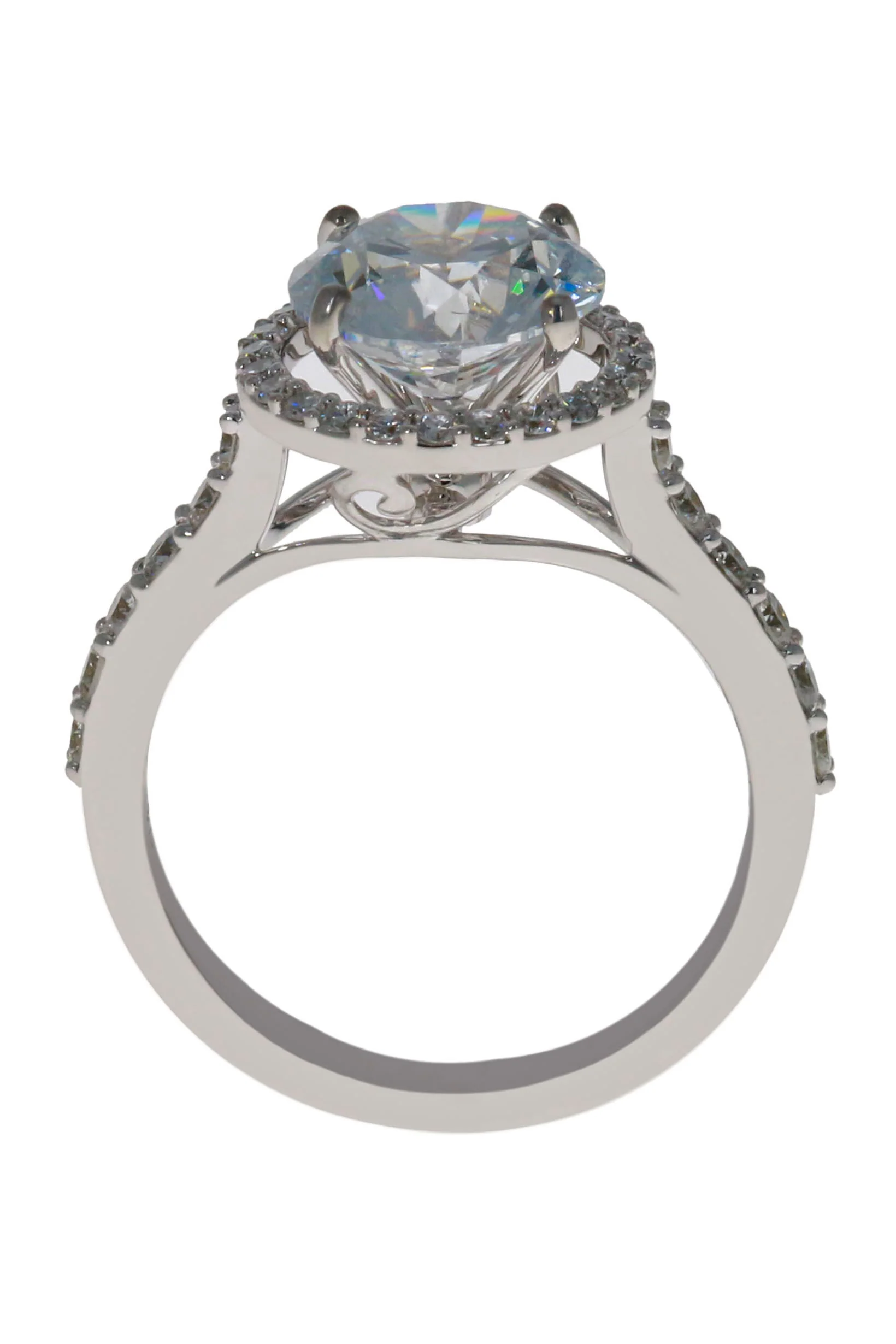 WF 3 Carat Round Diamond Engagement Ring 14kt - Image 2