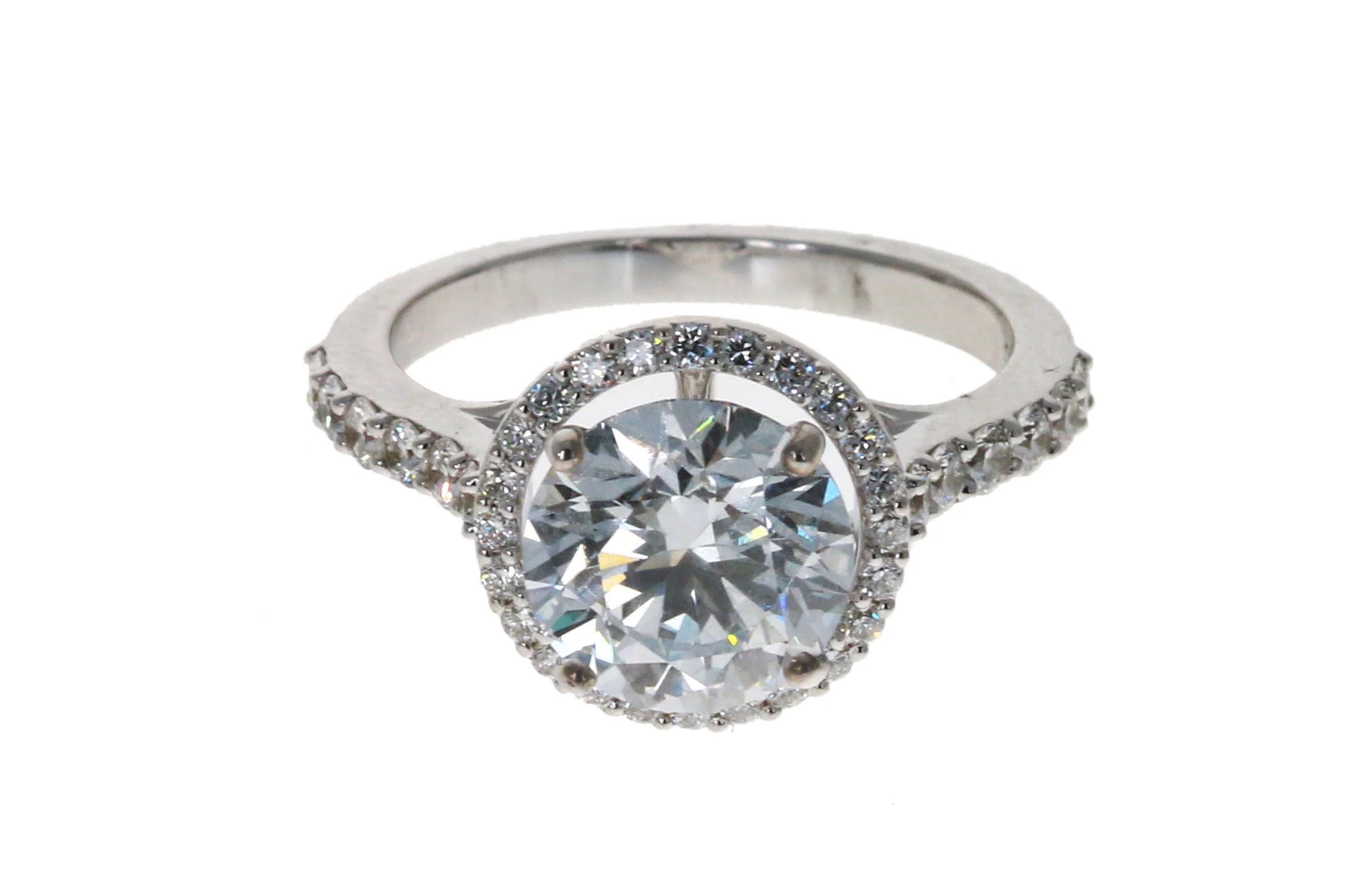 WF 3 Carat Round Diamond Engagement Ring 14kt - Image 6
