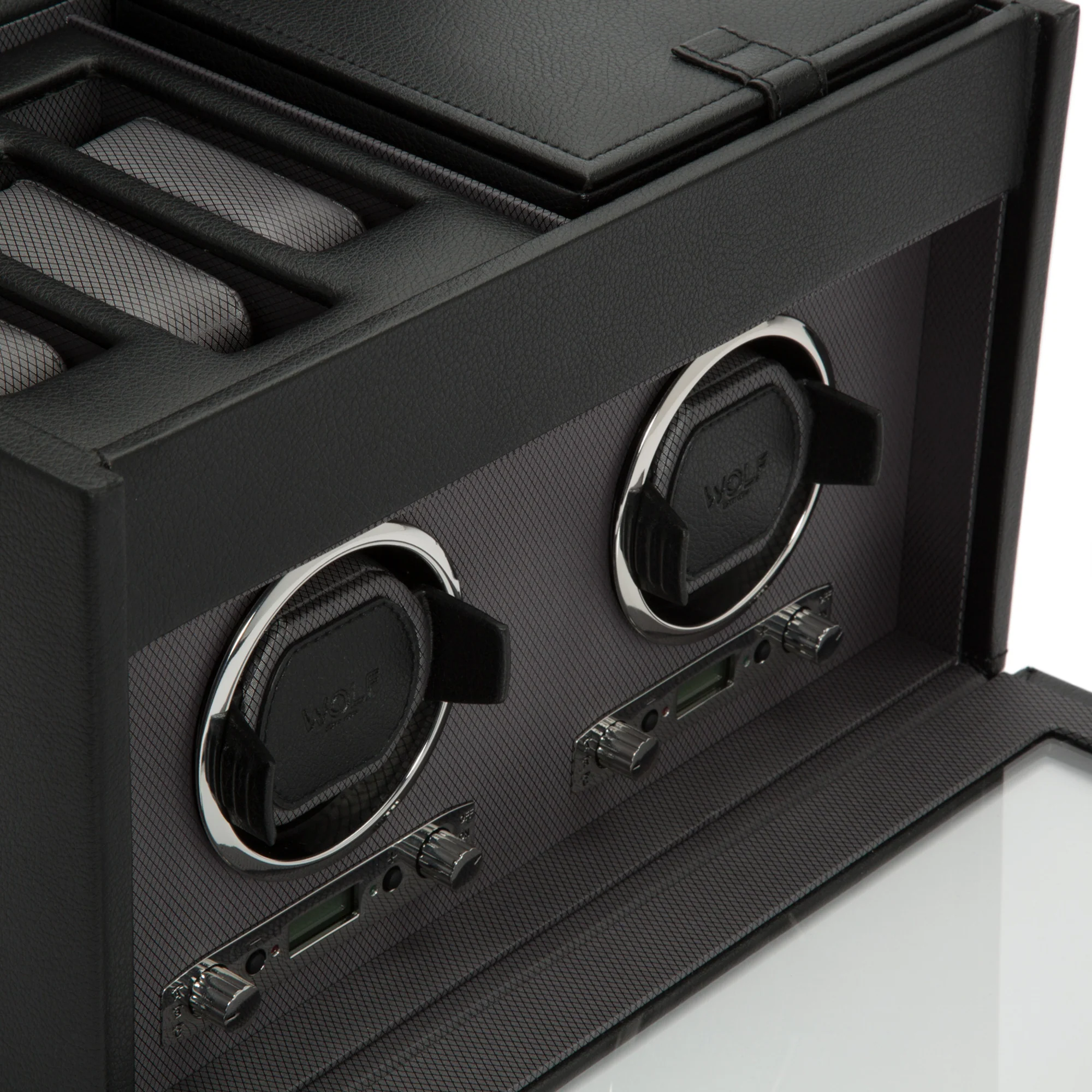 WOLF Viceroy Double Watch Winder with Storage | Black - Image 4