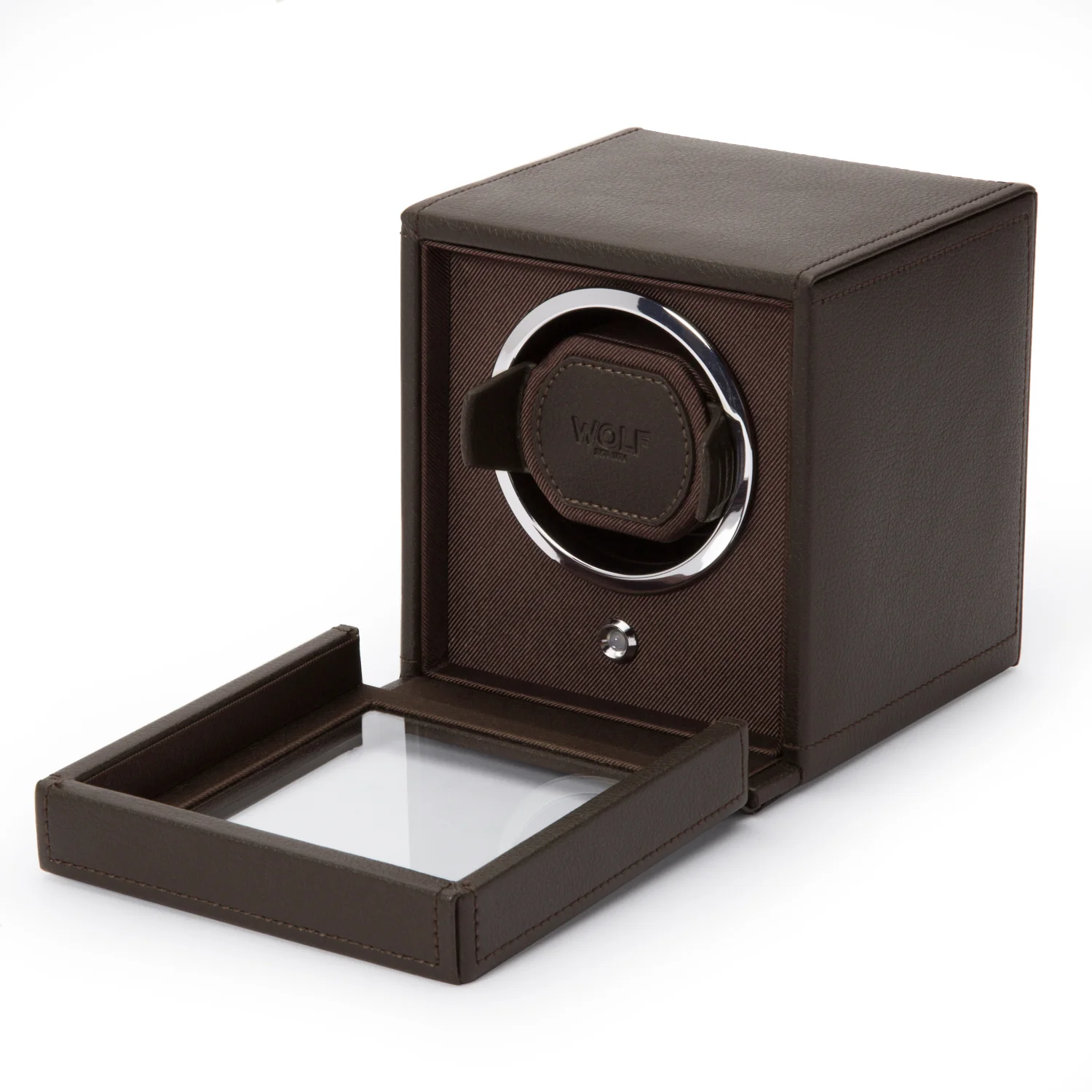 WOLF Cub Single Watch Winder with Cover | Brown