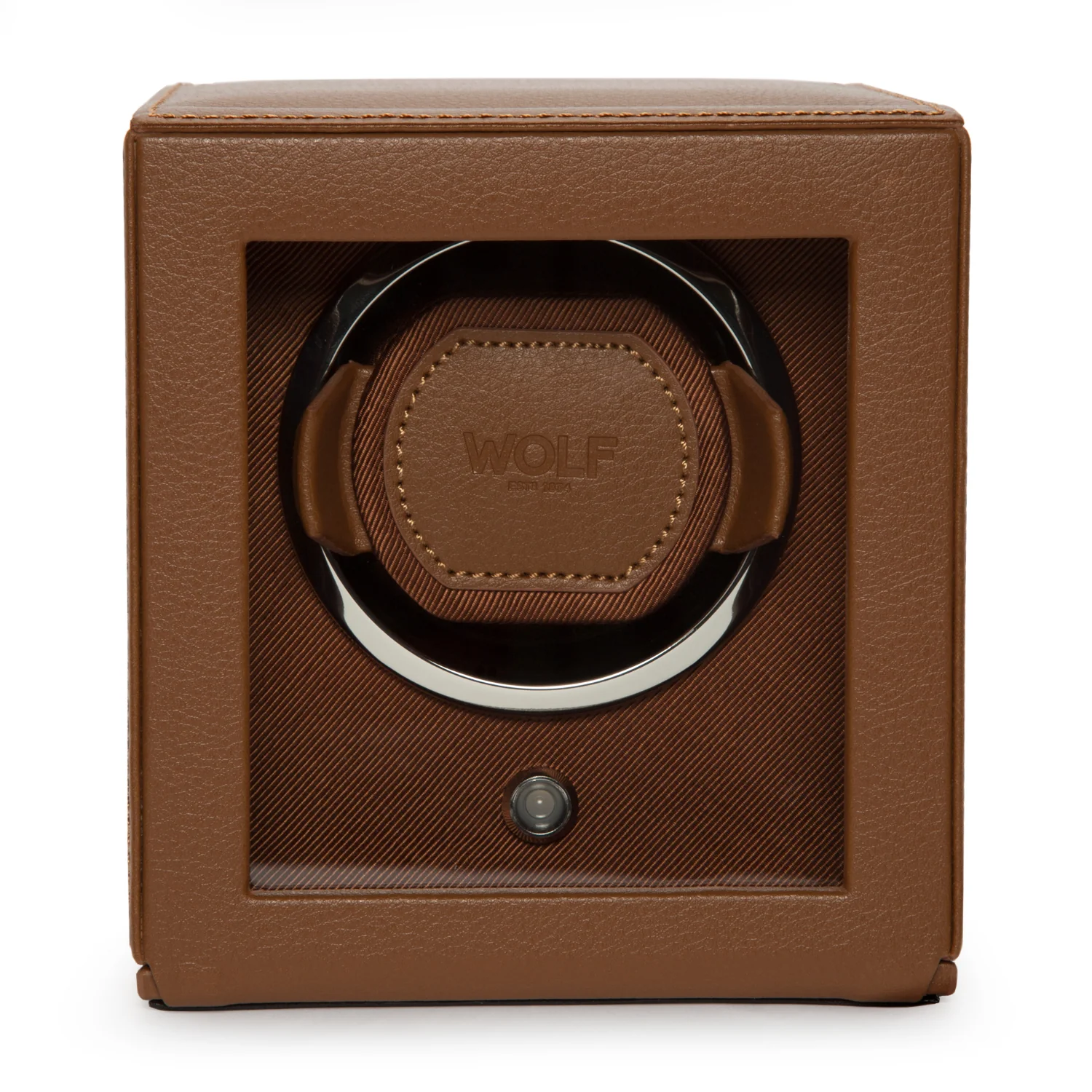 WOLF Cub Single Watch Winder with Cover | Cognac - Image 2