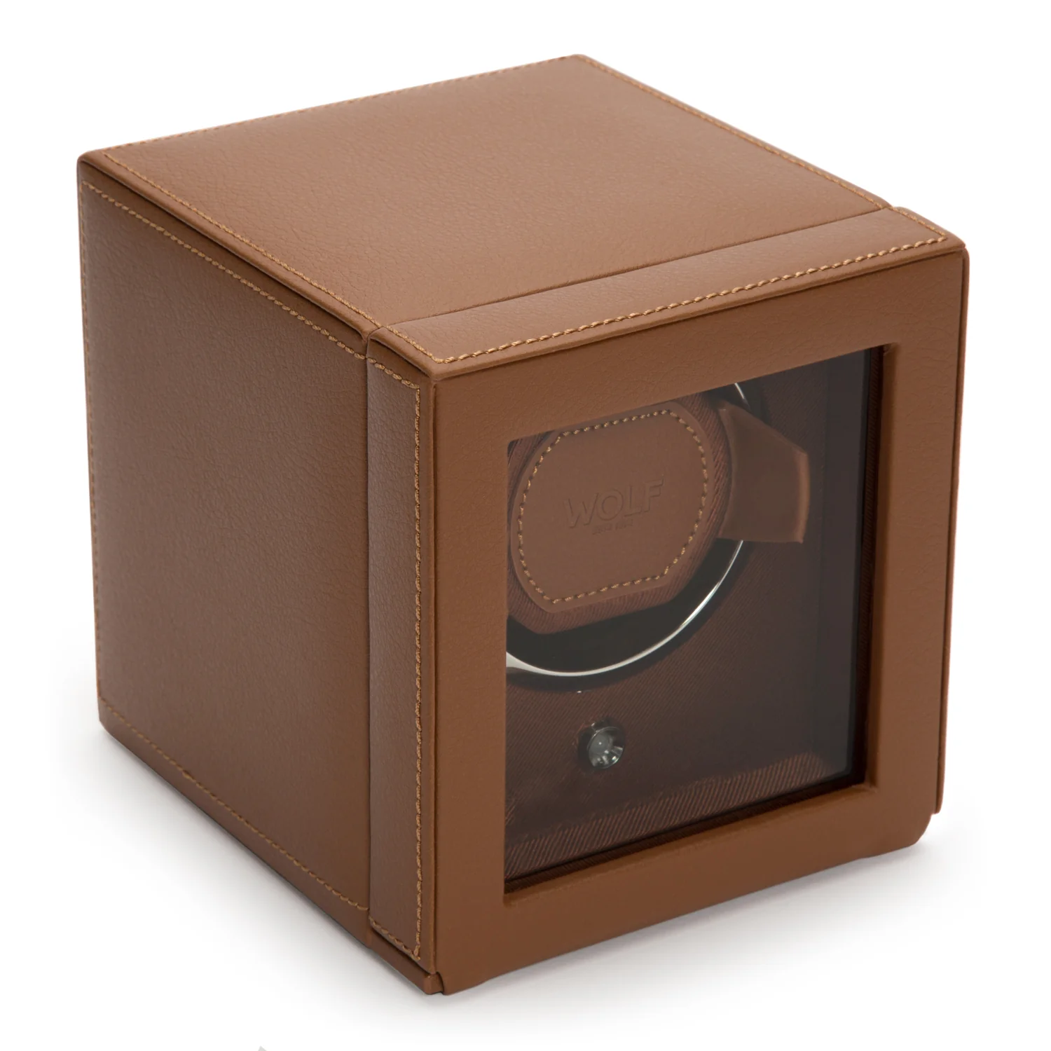 WOLF Cub Single Watch Winder with Cover | Cognac - Image 3