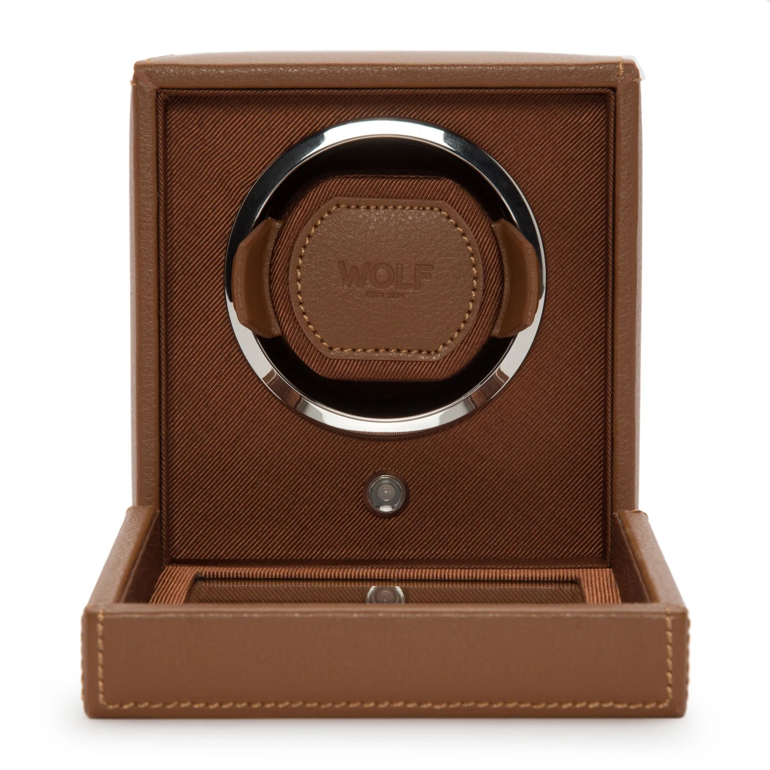 WOLF Cub Single Watch Winder with Cover | Cognac - Image 4