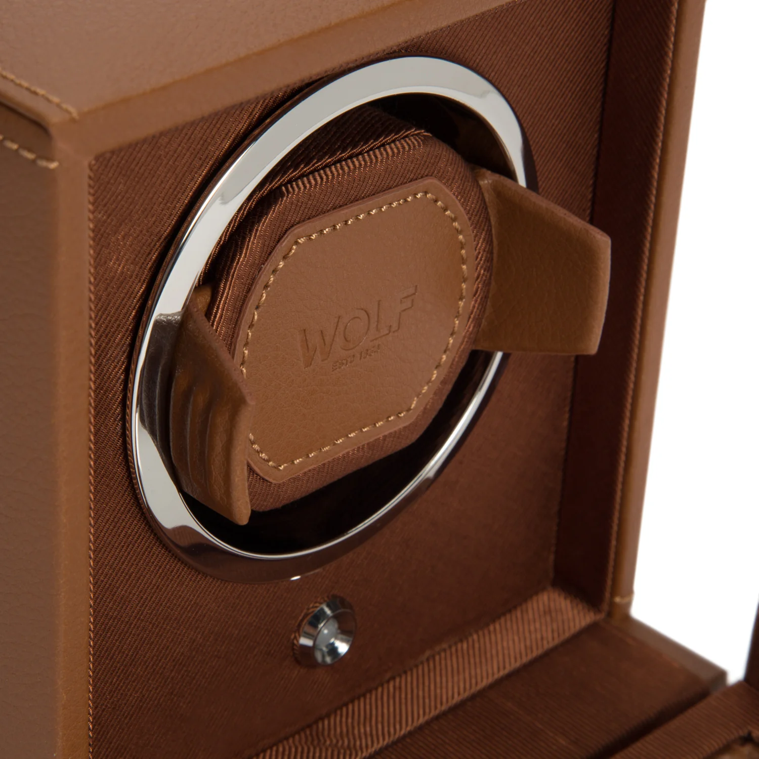 WOLF Cub Single Watch Winder with Cover | Cognac - Image 5