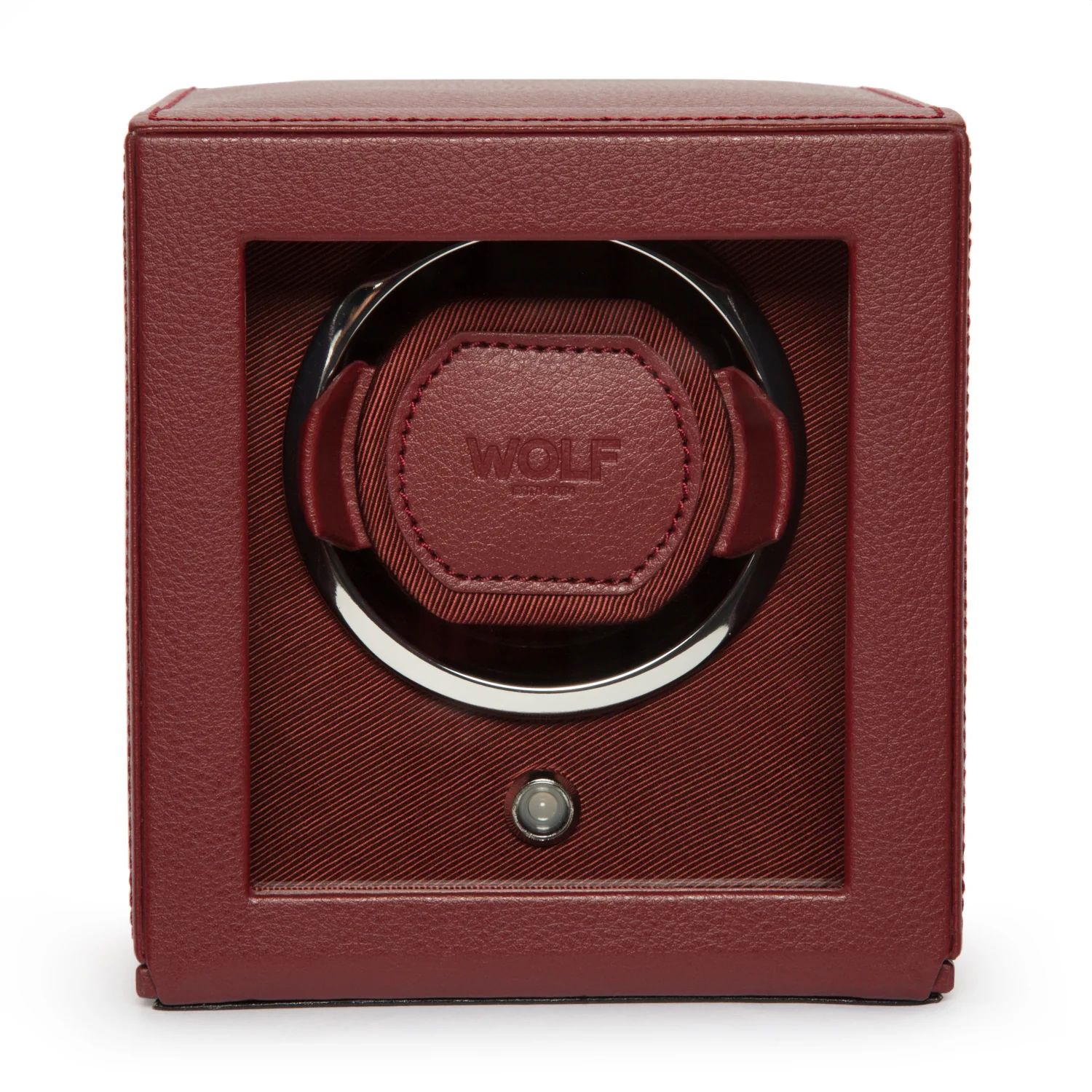 WOLF Cub Single Watch Winder with Cover | Bordeaux - Image 2