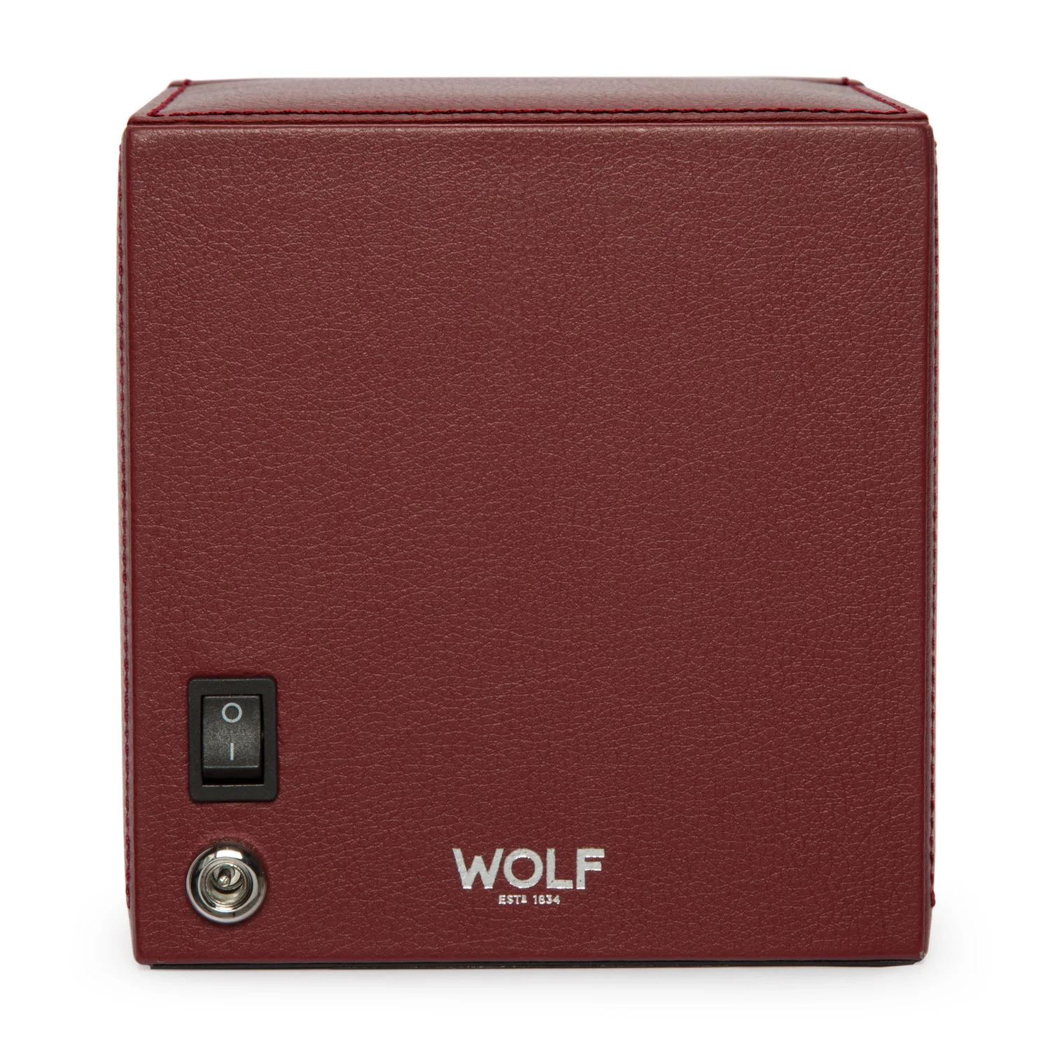 WOLF Cub Single Watch Winder with Cover | Bordeaux - Image 3