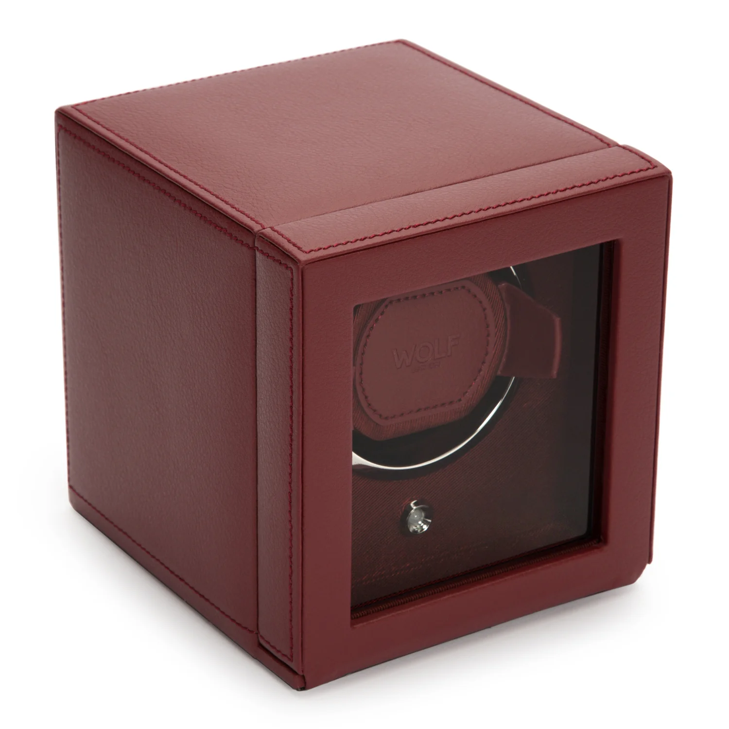 WOLF Cub Single Watch Winder with Cover | Bordeaux - Image 5