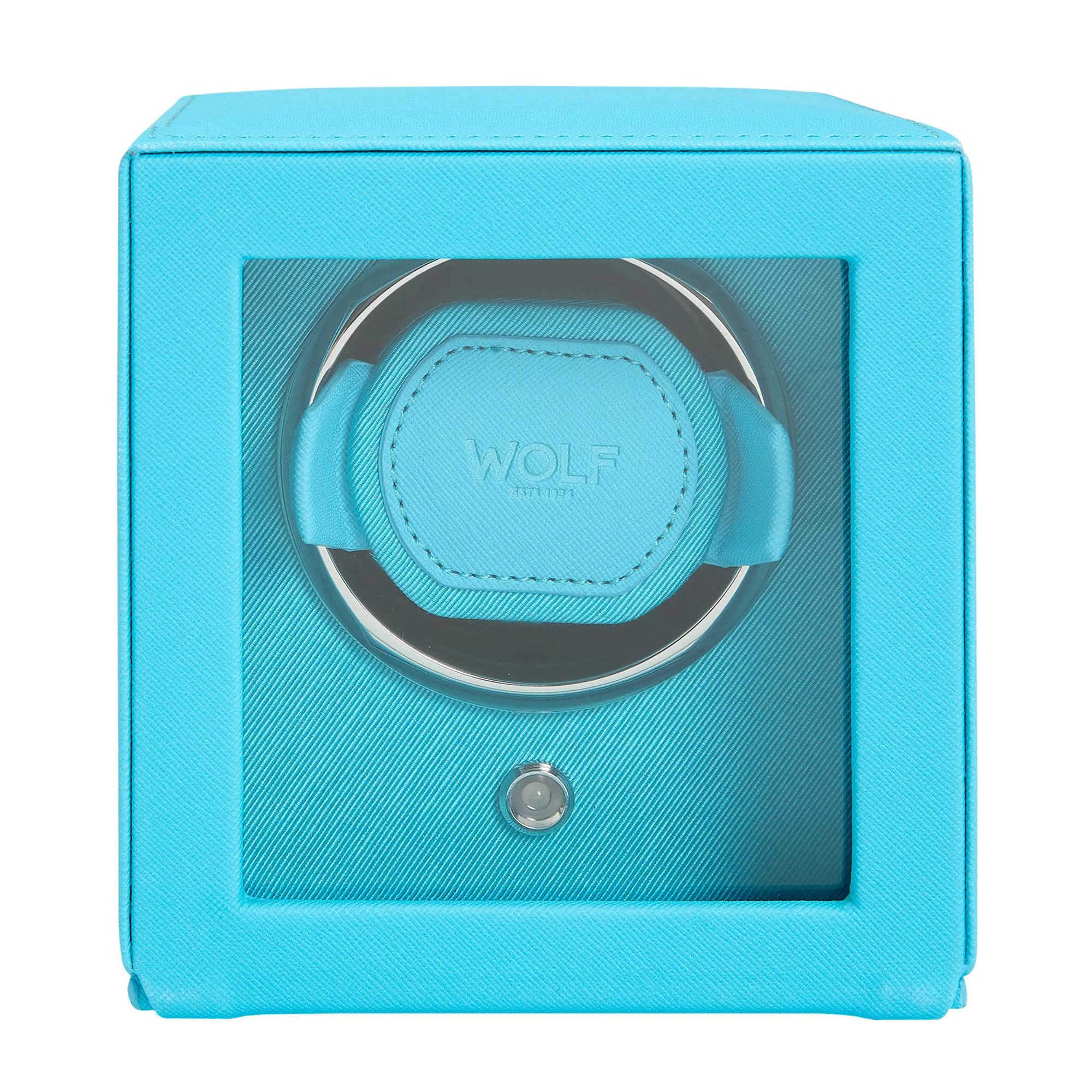 WOLF Cub Single Watch Winder with Cover | Turquoise - Image 2