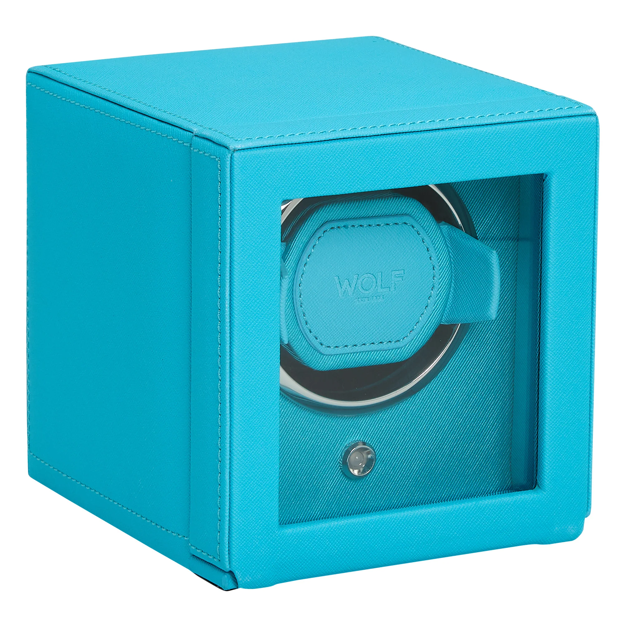 WOLF Cub Single Watch Winder with Cover | Turquoise - Image 3
