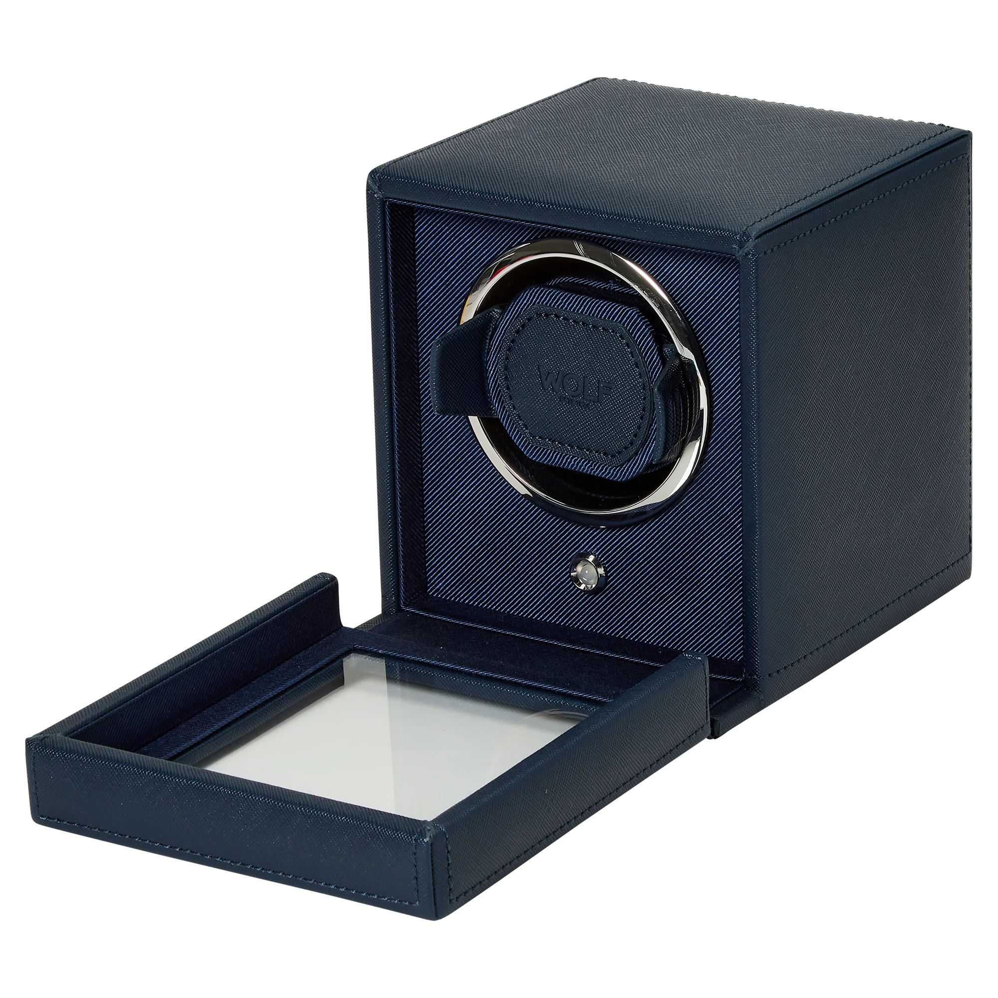 WOLF Cub Single Watch Winder with Cover | Navy