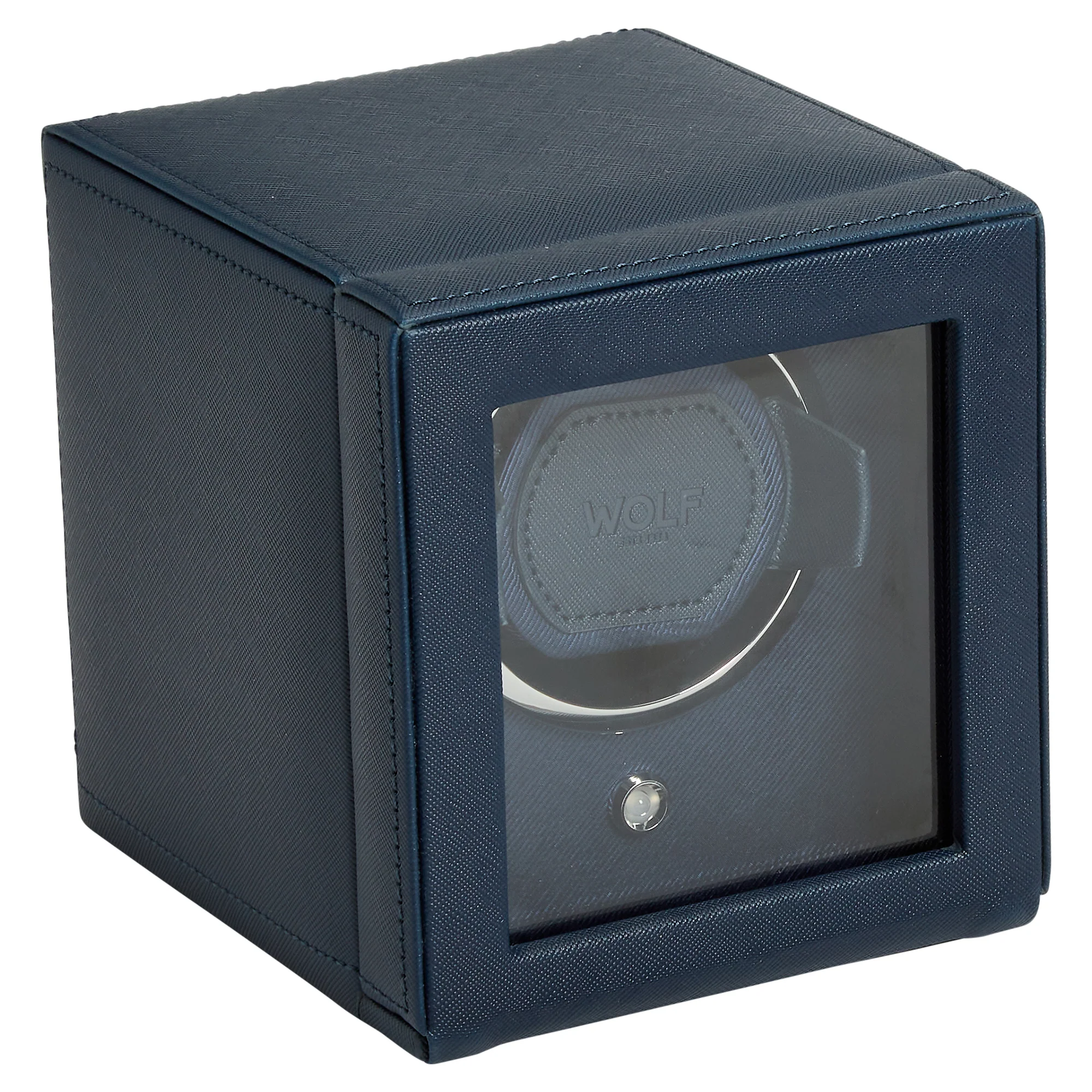 WOLF Cub Single Watch Winder with Cover | Navy - Image 5