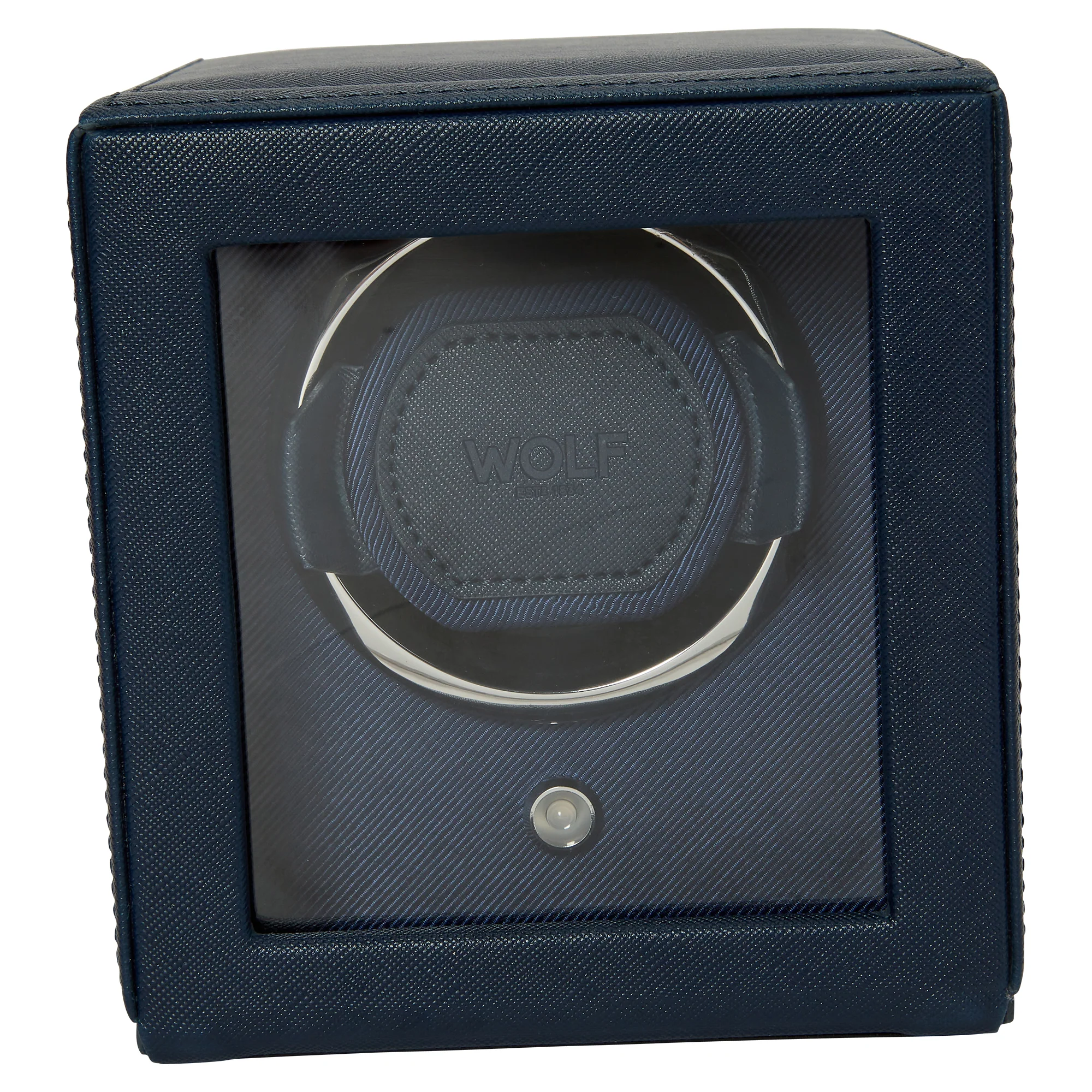 WOLF Cub Single Watch Winder with Cover | Navy - Image 6