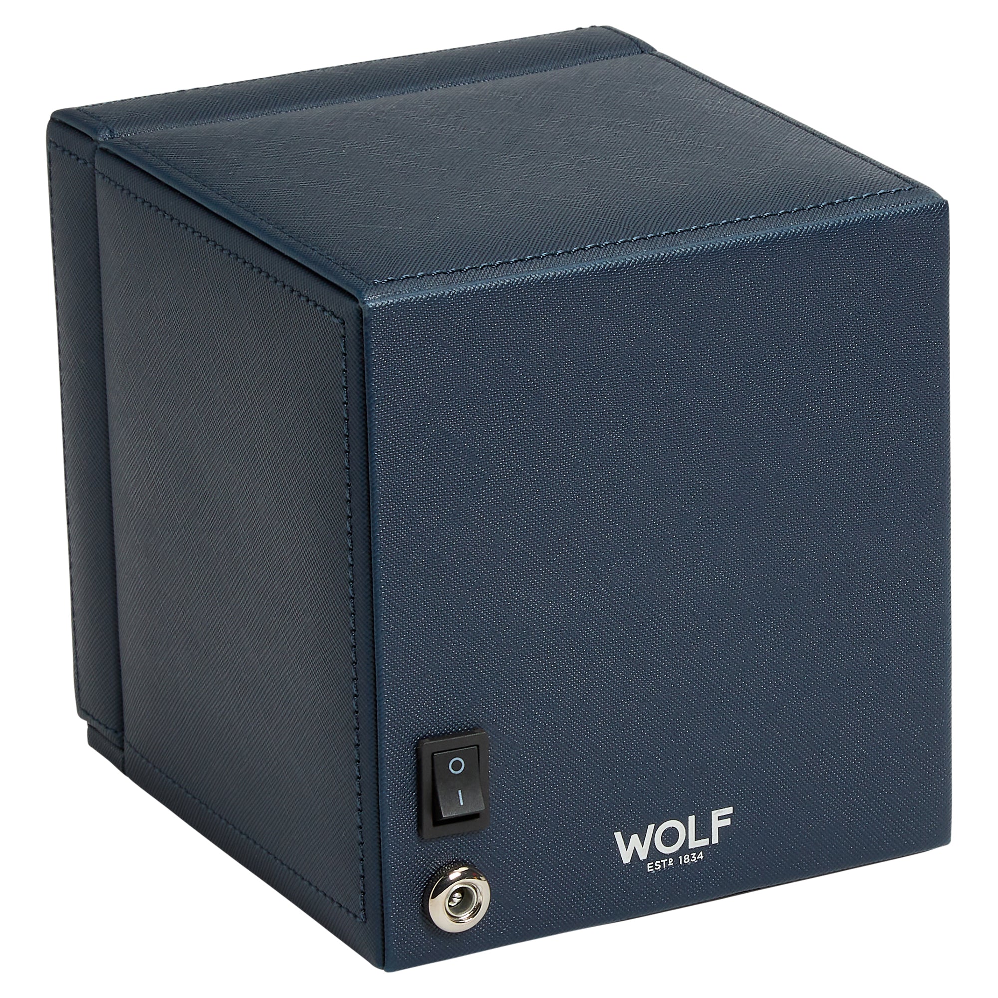 WOLF Cub Single Watch Winder with Cover | Navy - Image 8