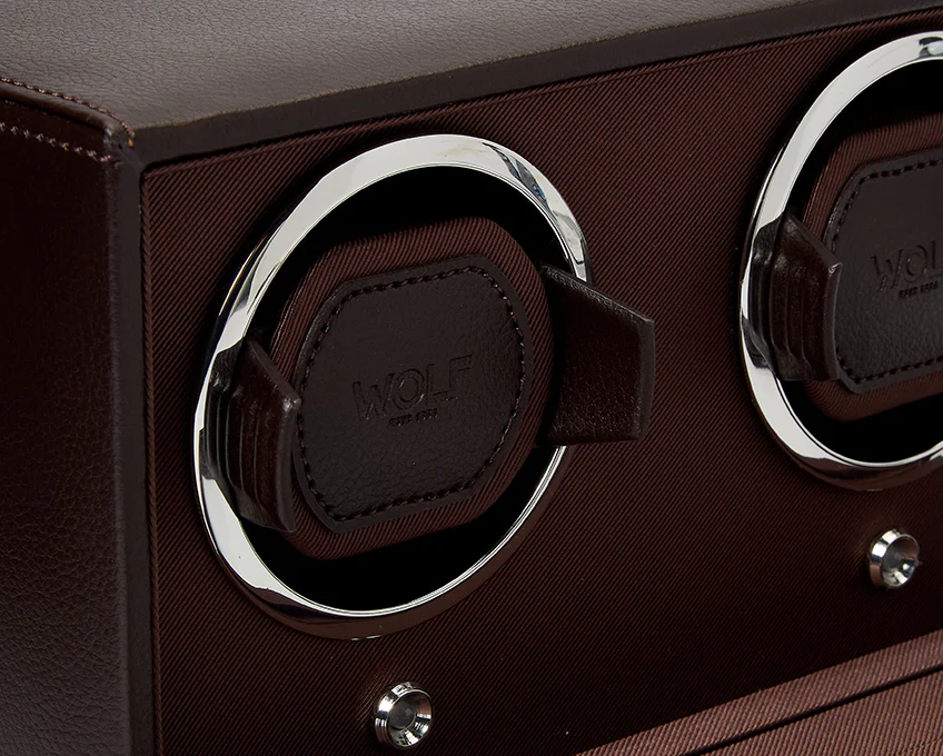 WOLF Cub Double Watch Winder with Cover | Brown - Image 2