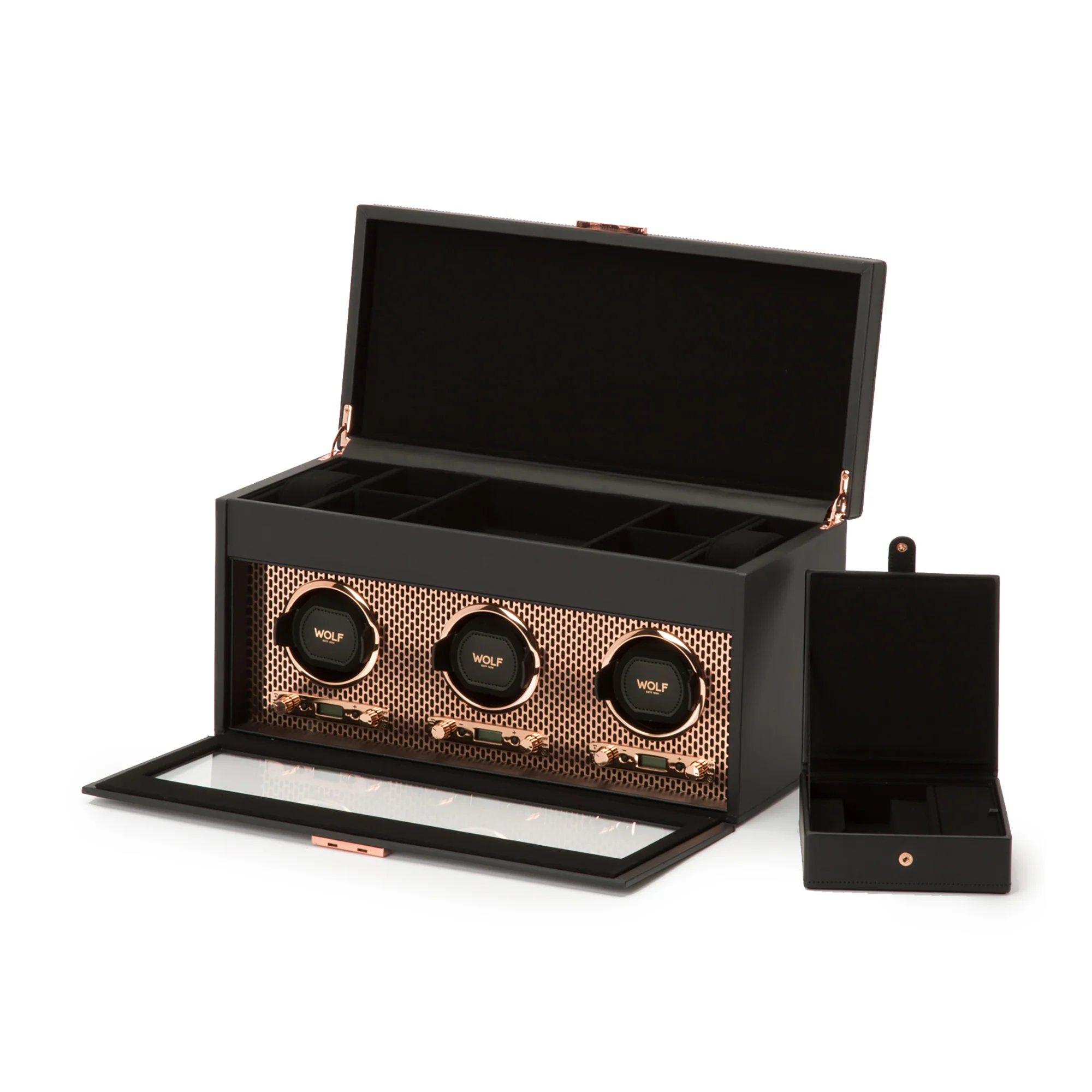 WOLF Axis Triple Watch Winder with Storage | Copper - Image 4