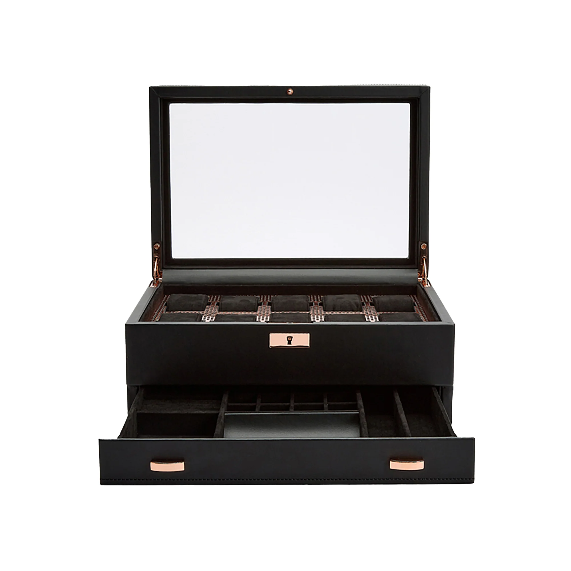 WOLF Axis 10 Piece Watch Box with Drawer | Copper - Image 4
