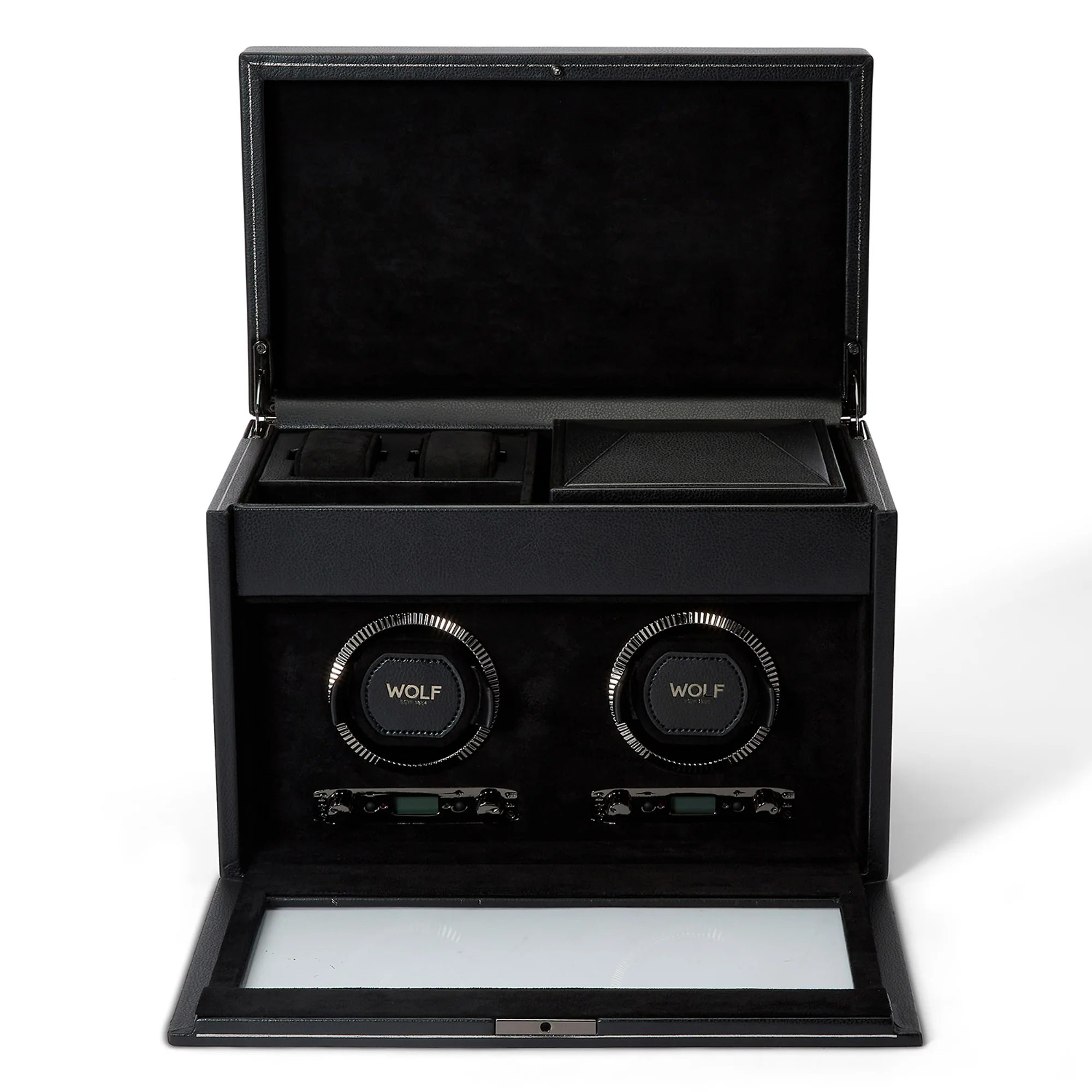 WOLF British Racing Double Watch Winder with Storage | Black - Image 2
