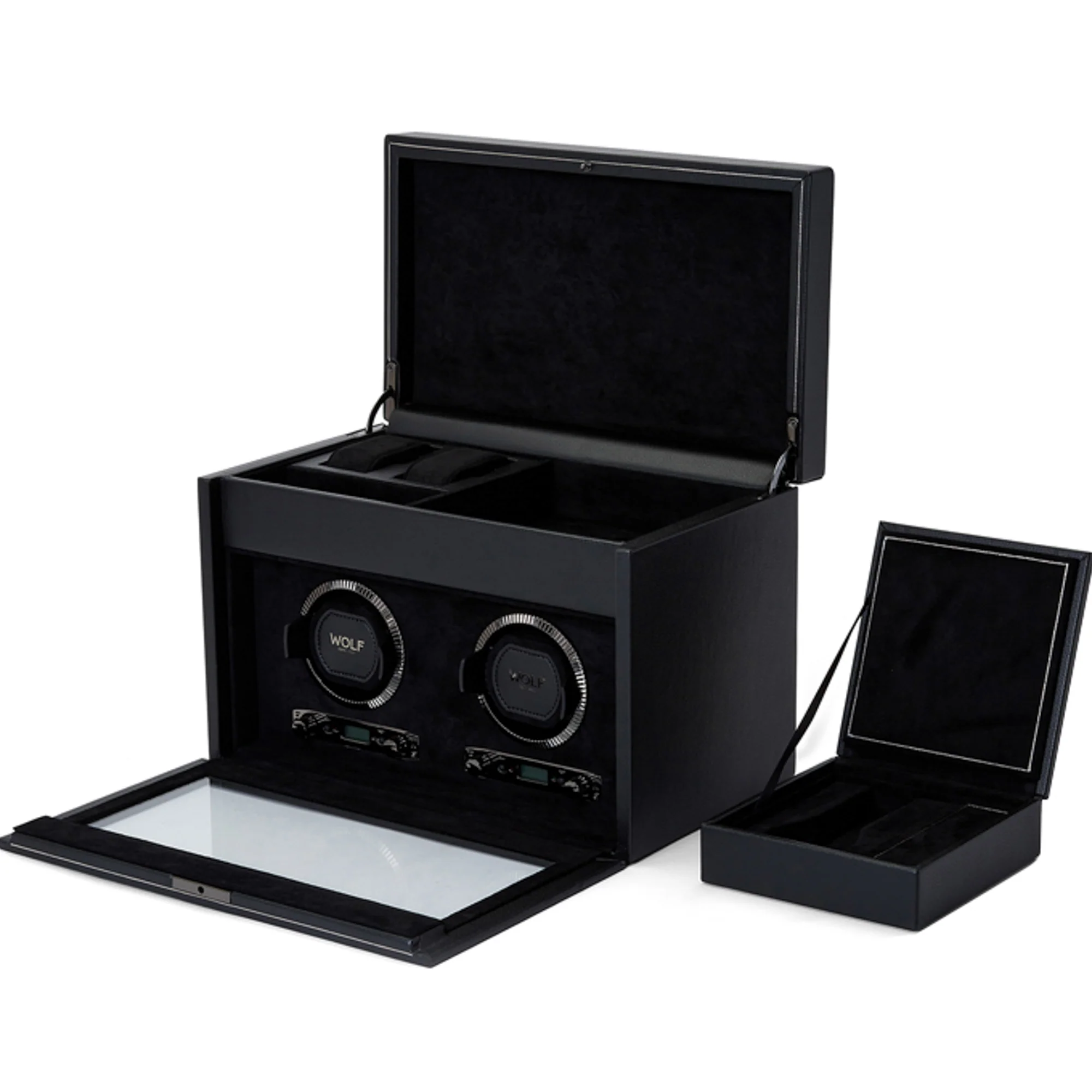 WOLF British Racing Double Watch Winder with Storage | Black - Image 3