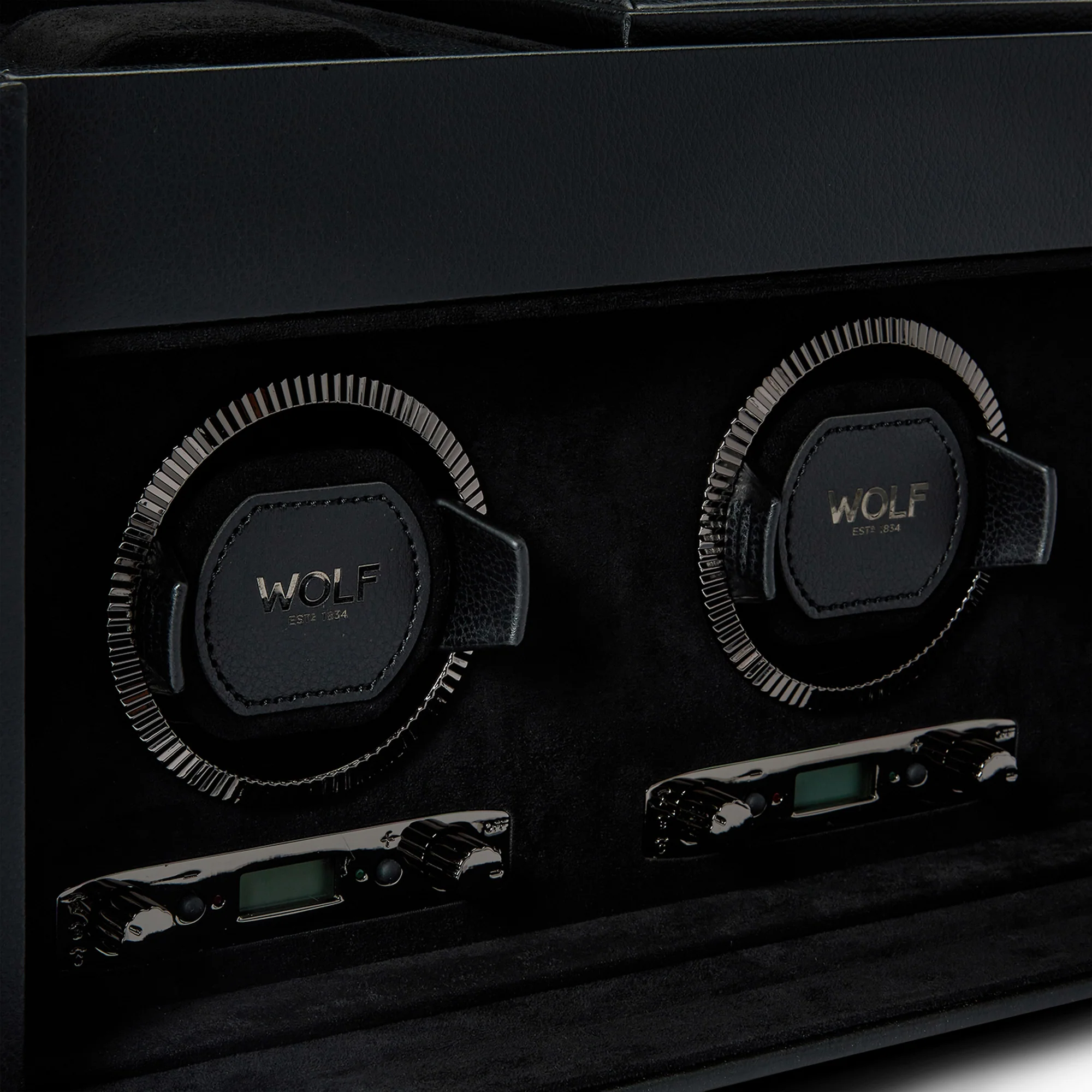 WOLF British Racing Triple Watch Winder with Storage | Black - Image 4