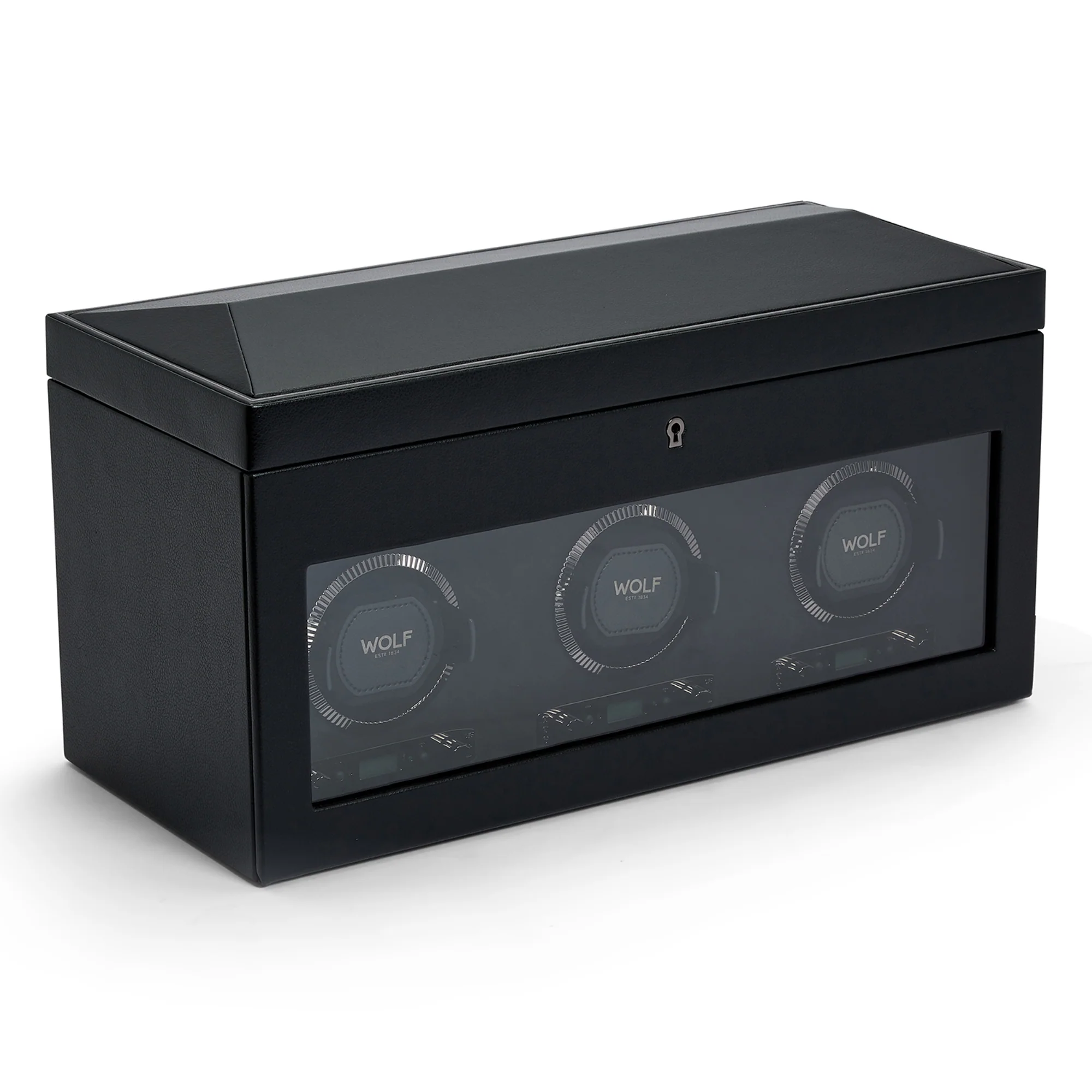 WOLF British Racing Triple Watch Winder with Storage | Black - Image 6
