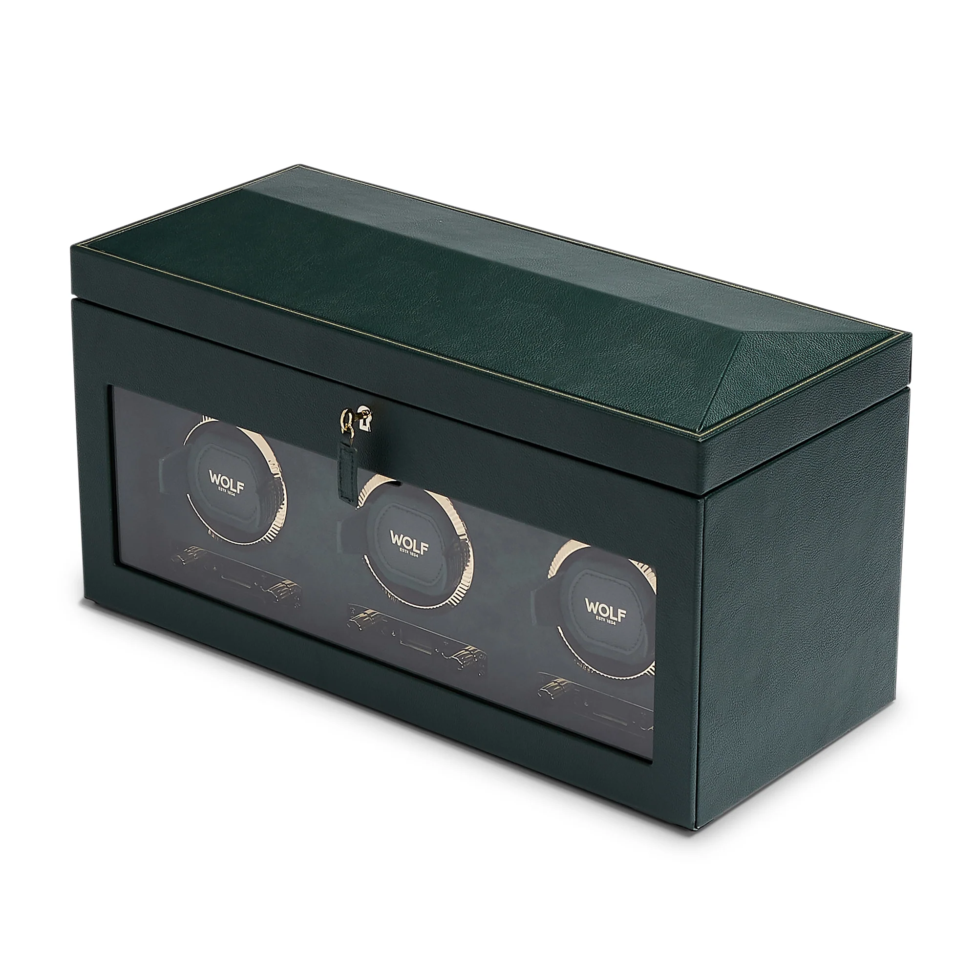 WOLF British Racing Triple Watch Winder with Storage | Green - Image 7