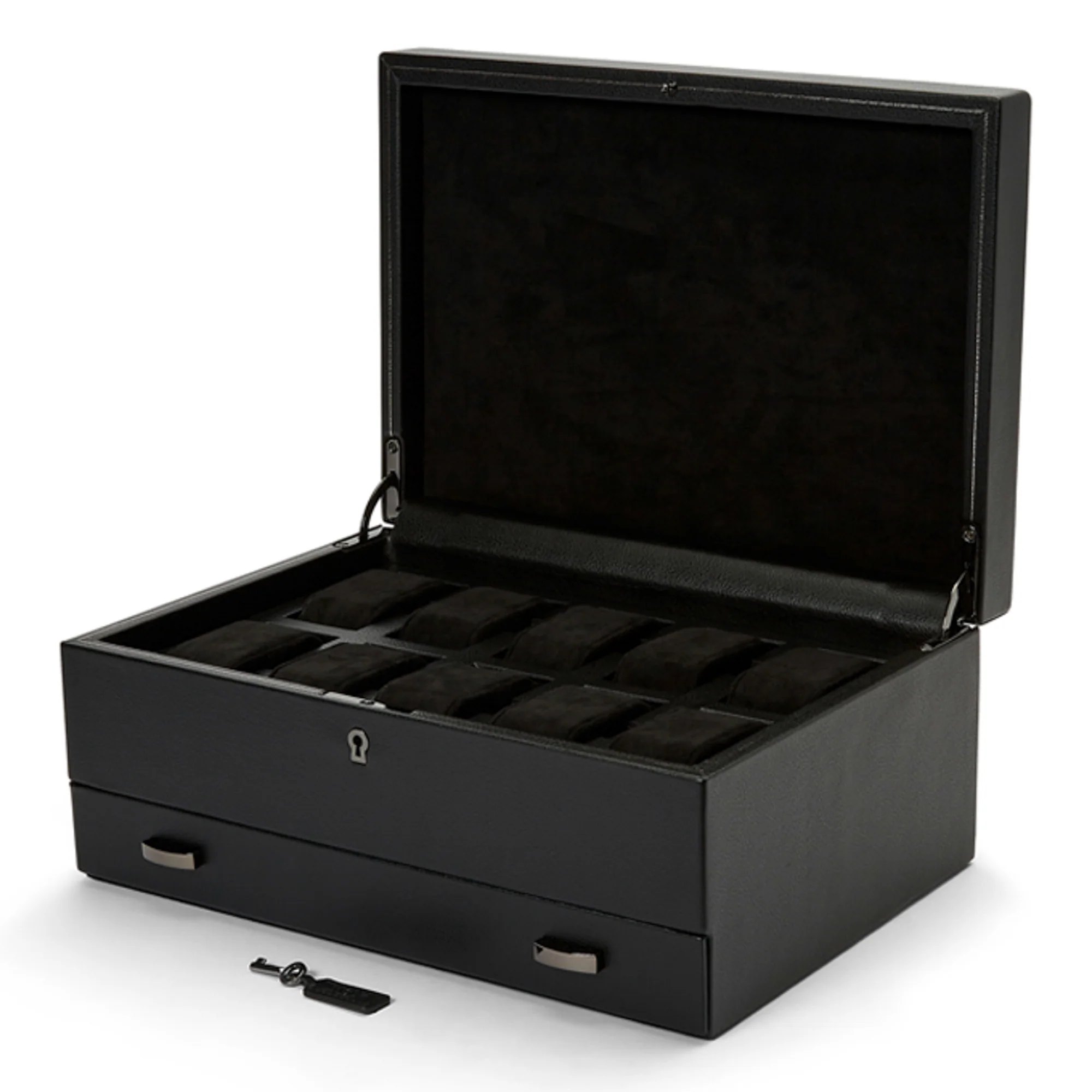 WOLF British Racing 10 Piece Watch Box with Storage | Black - Image 4