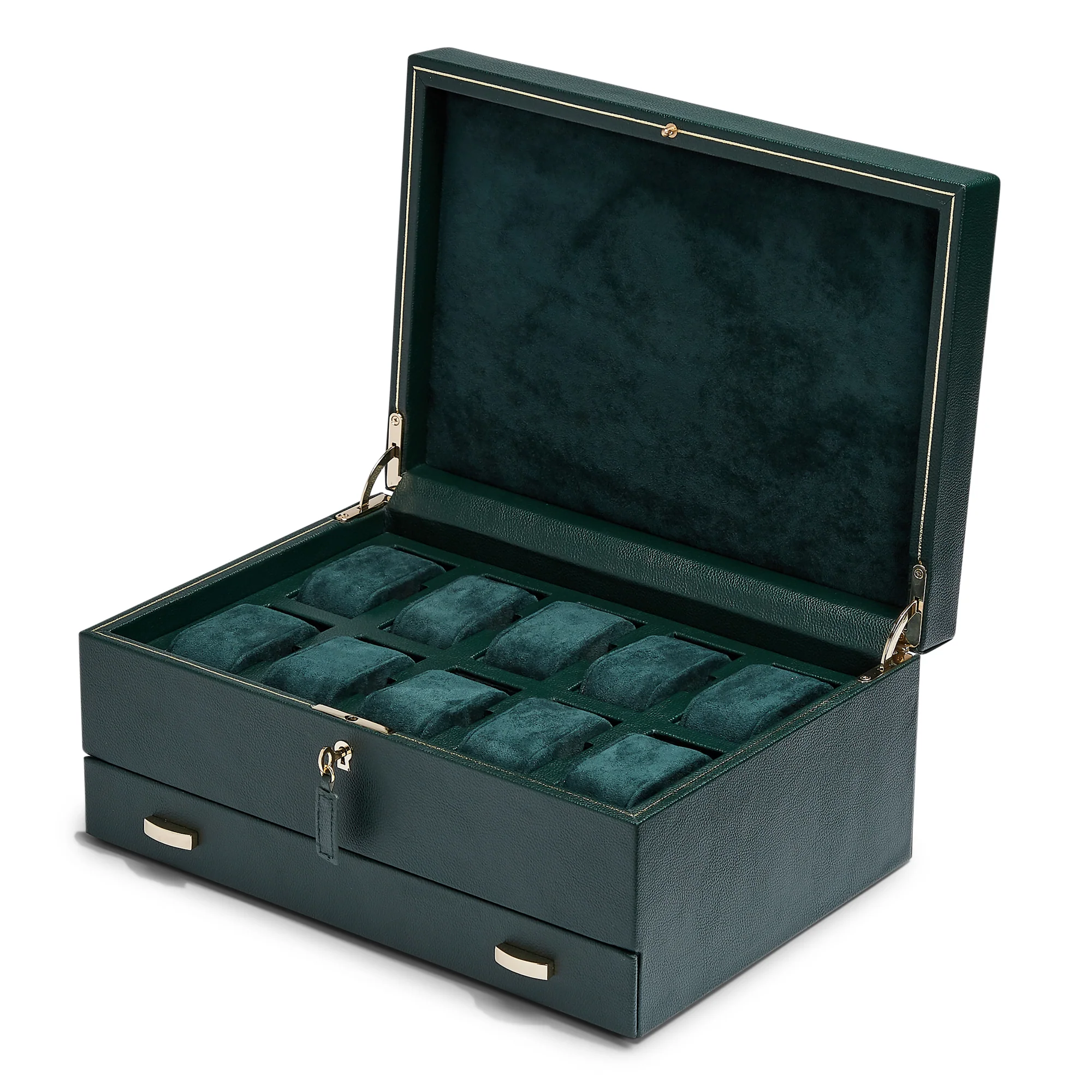 WOLF British Racing 10 Piece Watch Box with Storage | Green - Image 4