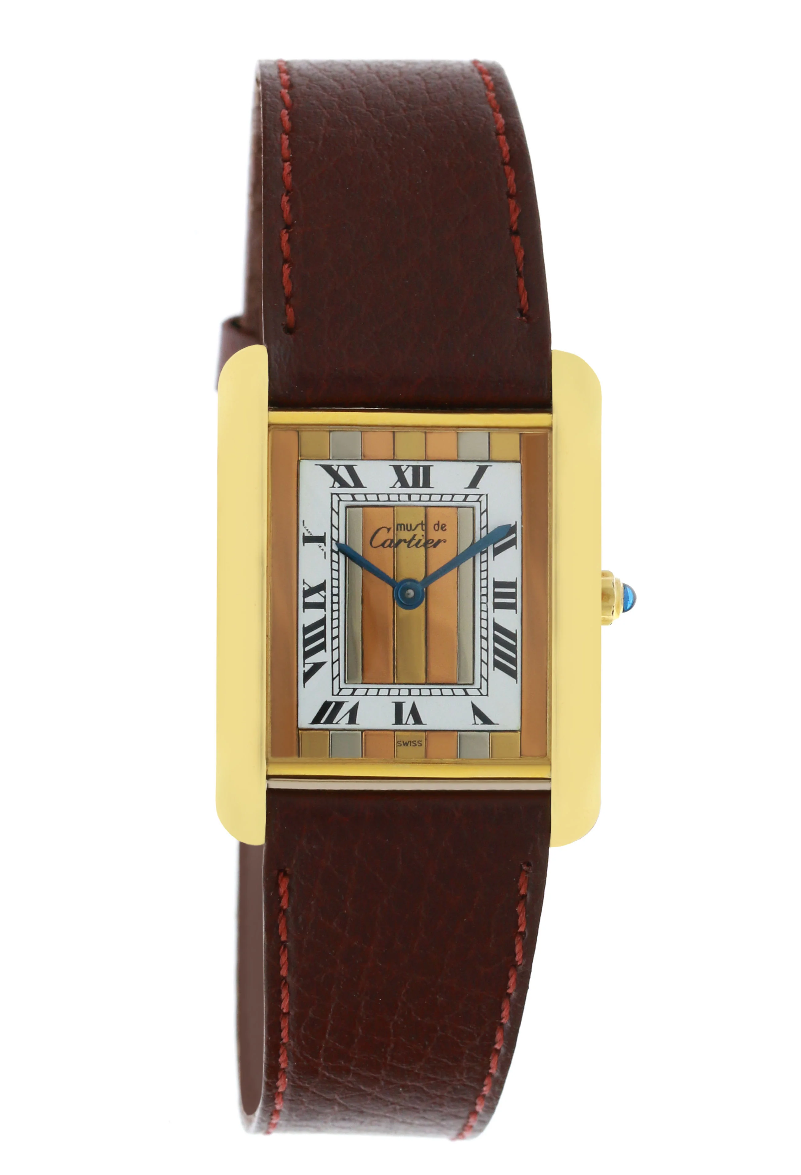 CARTIER Must Tank 925 silver /leather Quartz TRI-Color - Image 2