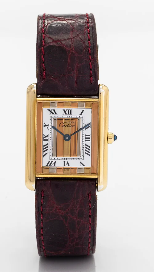 CARTIER Must Tank 925 silver /leather Quartz TRI-Color - Image 3