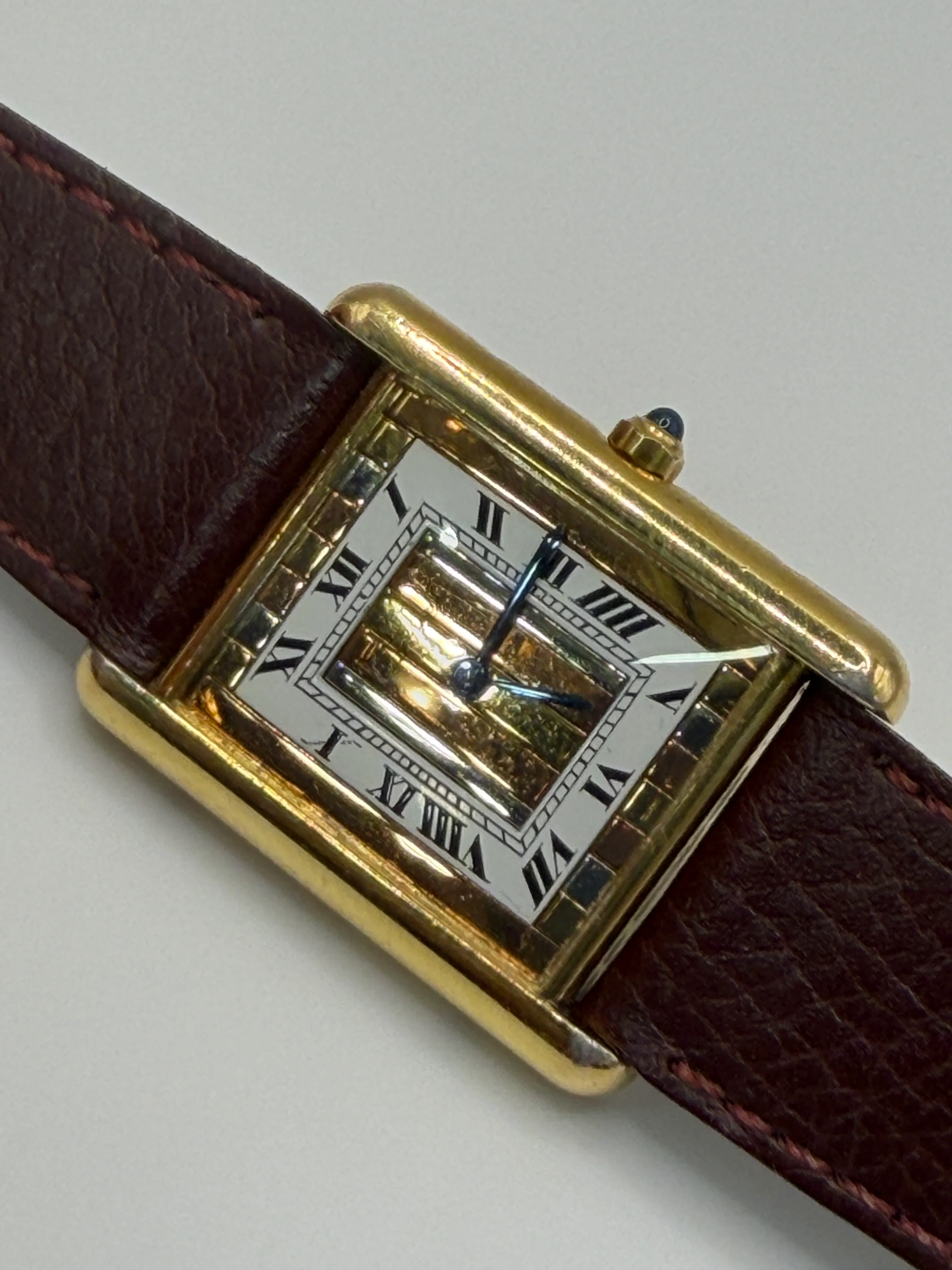 CARTIER Must Tank 925 silver /leather Quartz TRI-Color - Image 5