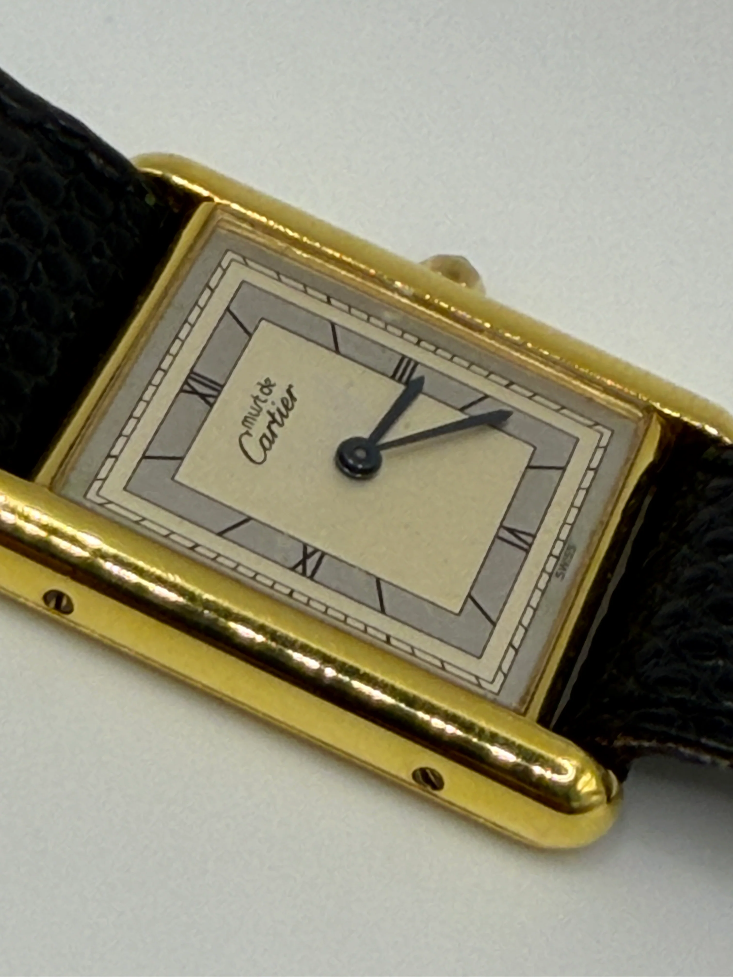 CARTIER Must Tank Gold Plated Leather Quartz Ladies Watch 366001 MINT - Image 3