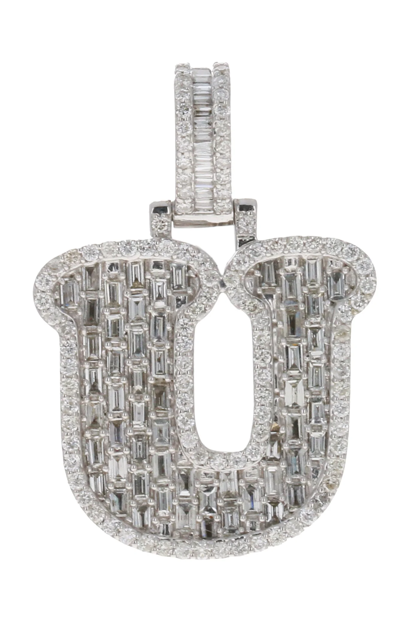 CUSTOM MADE 14KT WHITE GOLD LETTER "U" PENDANT