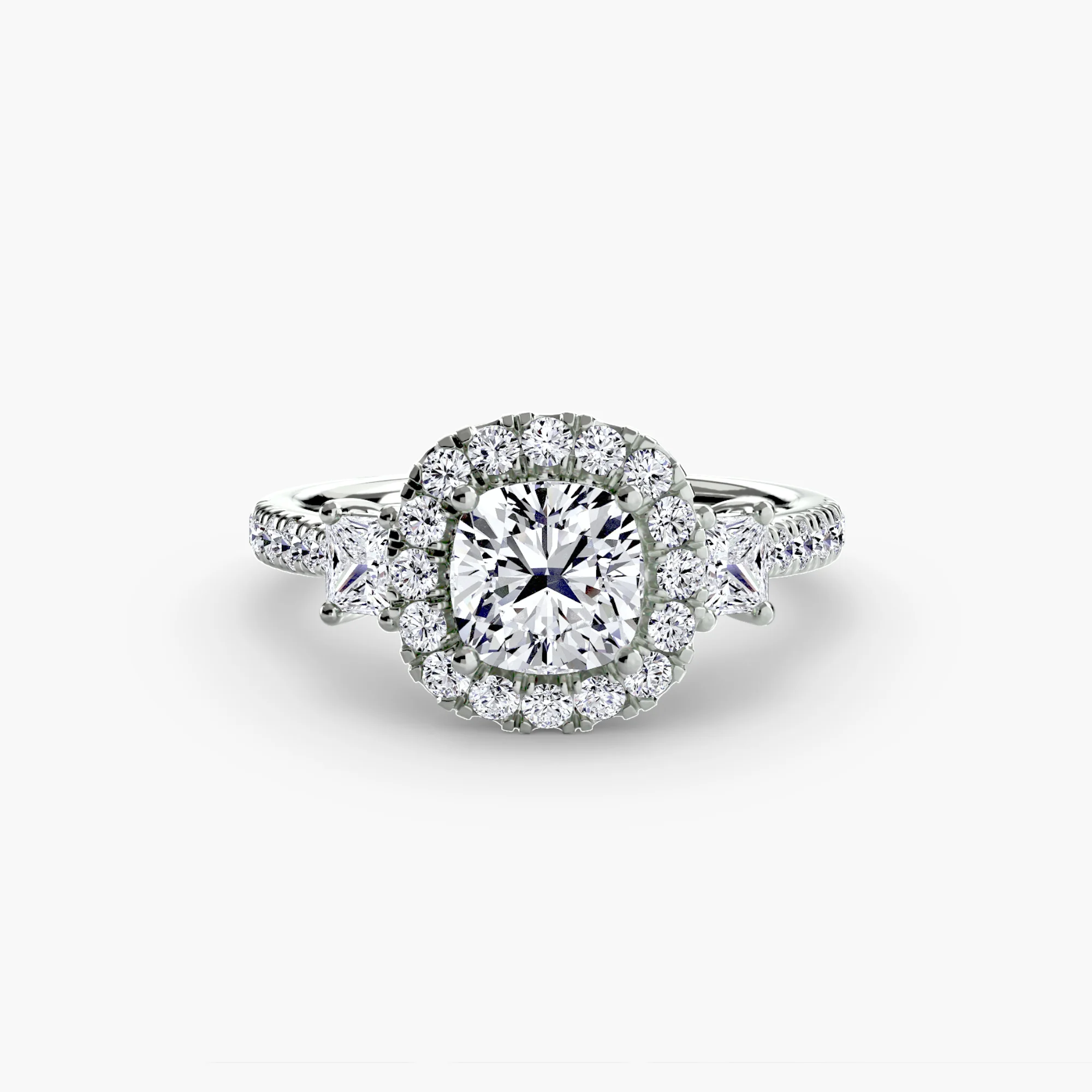 Three-Stone Ring with Halo 2 - Image 4